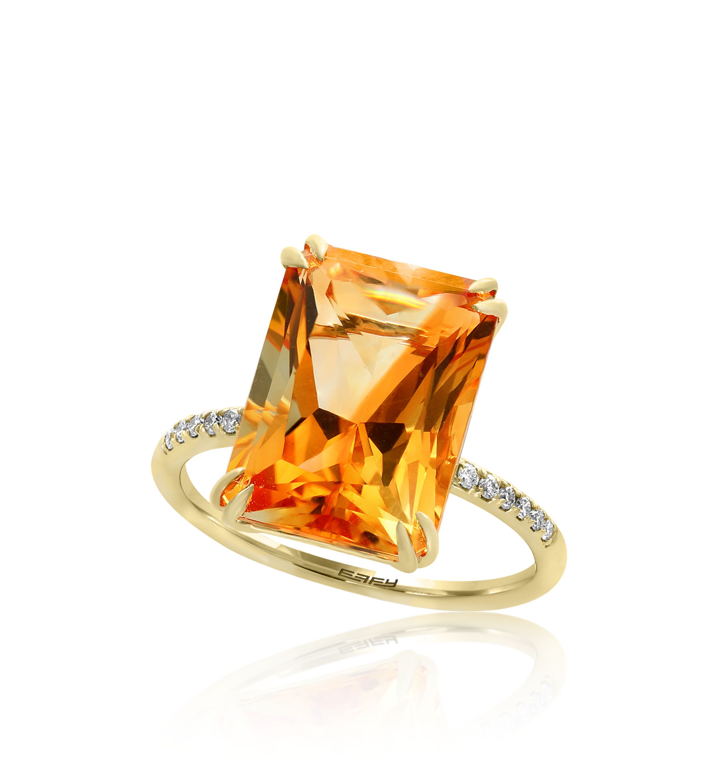 7.15 ct. t.w. Citrine and 1/10 ct. t.w. Diamond Ring in 14K Yellow Gold