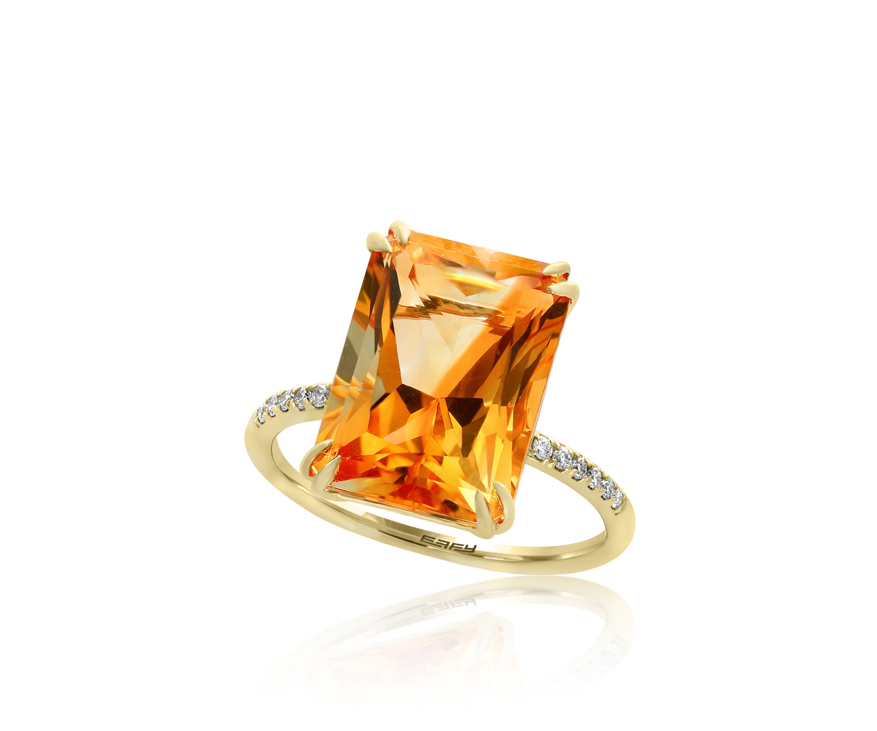 7.15 ct. t.w. Citrine and 1/10 ct. t.w. Diamond Ring in 14K Yellow Gold