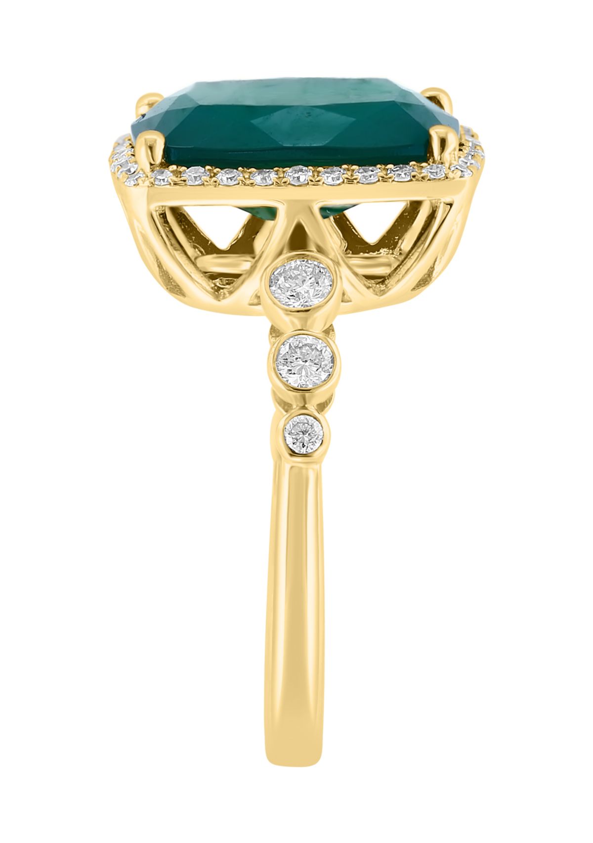 Diamond and Green Onyx Ring in 14K Yellow Gold