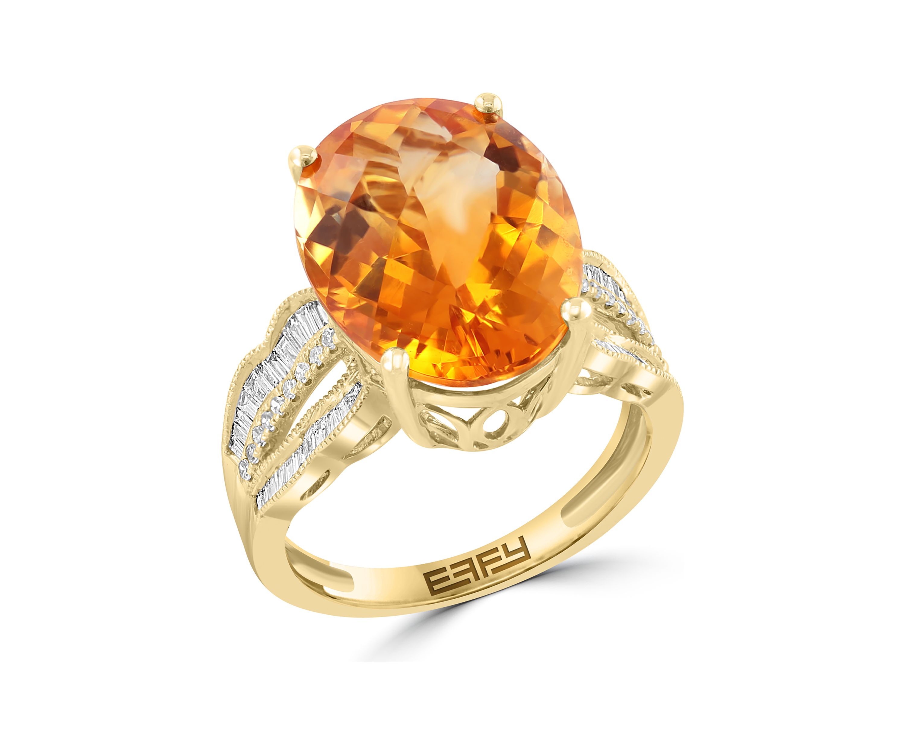 3/8 ct. t.w. Diamond and Citrine Ring in 14K Yellow Gold