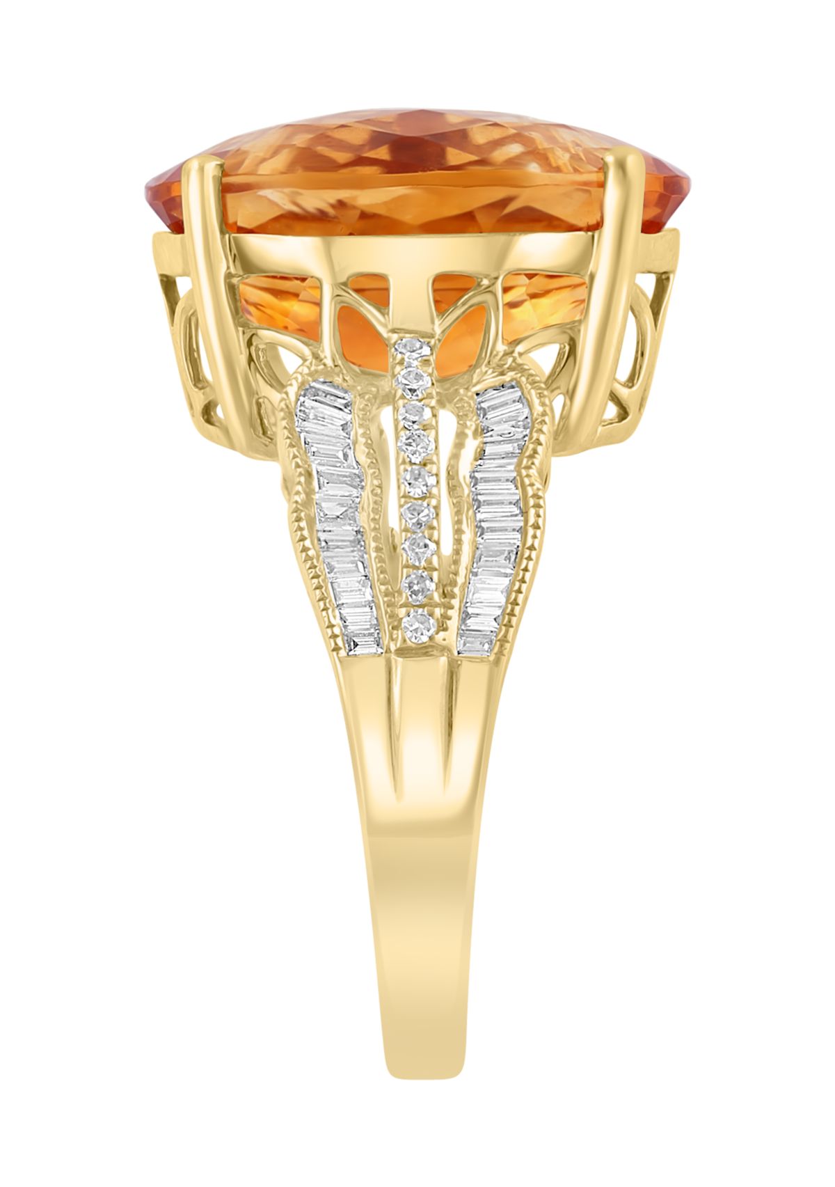 3/8 ct. t.w. Diamond and Citrine Ring in 14K Yellow Gold