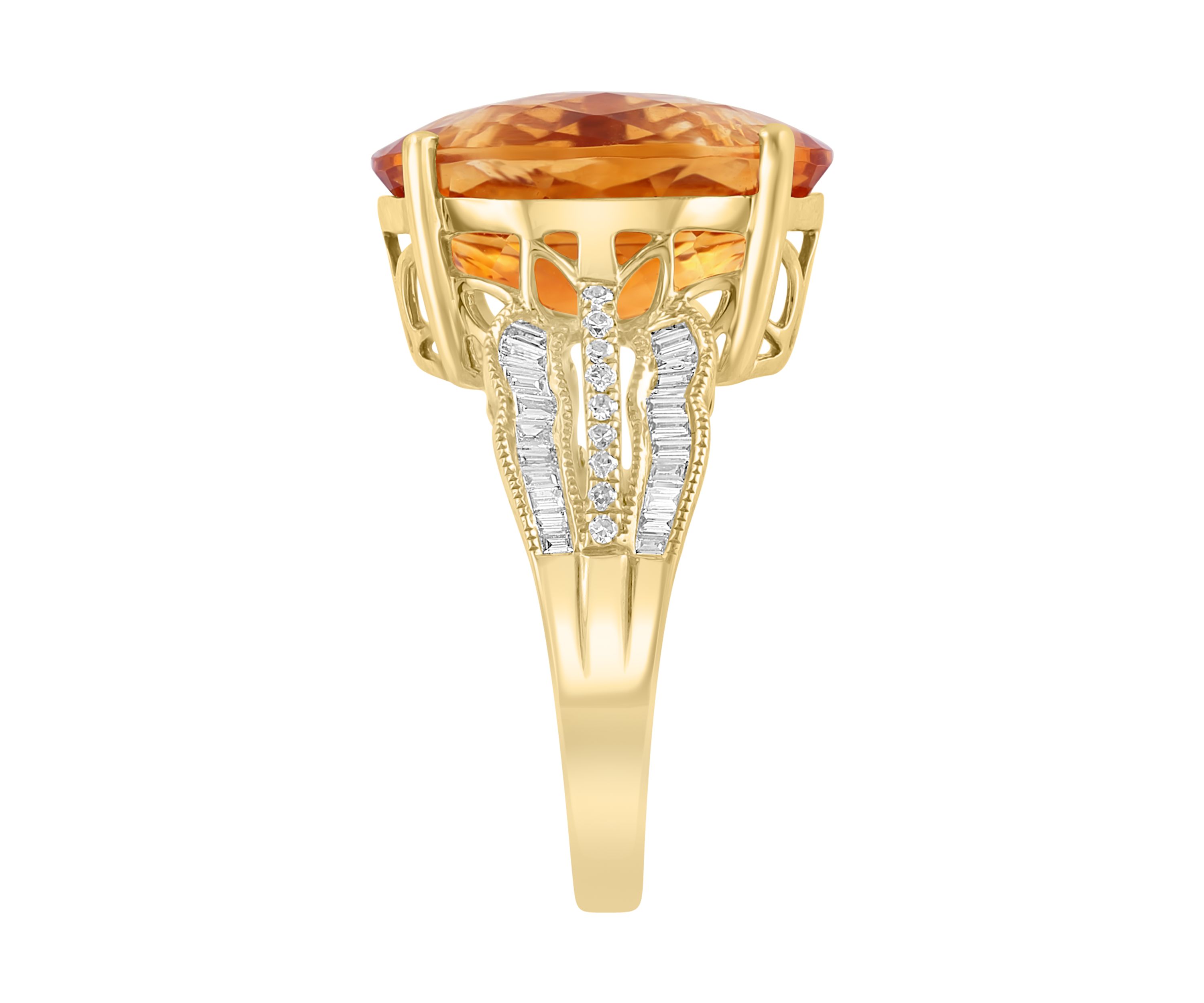 3/8 ct. t.w. Diamond and Citrine Ring in 14K Yellow Gold