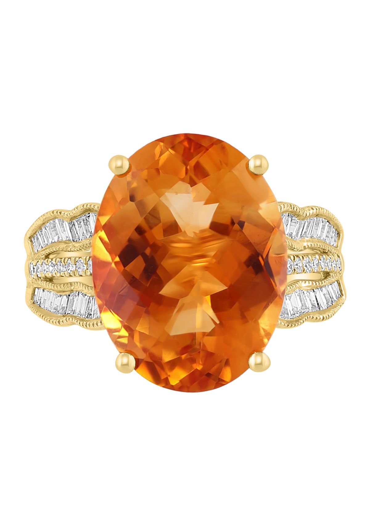 3/8 ct. t.w. Diamond and Citrine Ring in 14K Yellow Gold