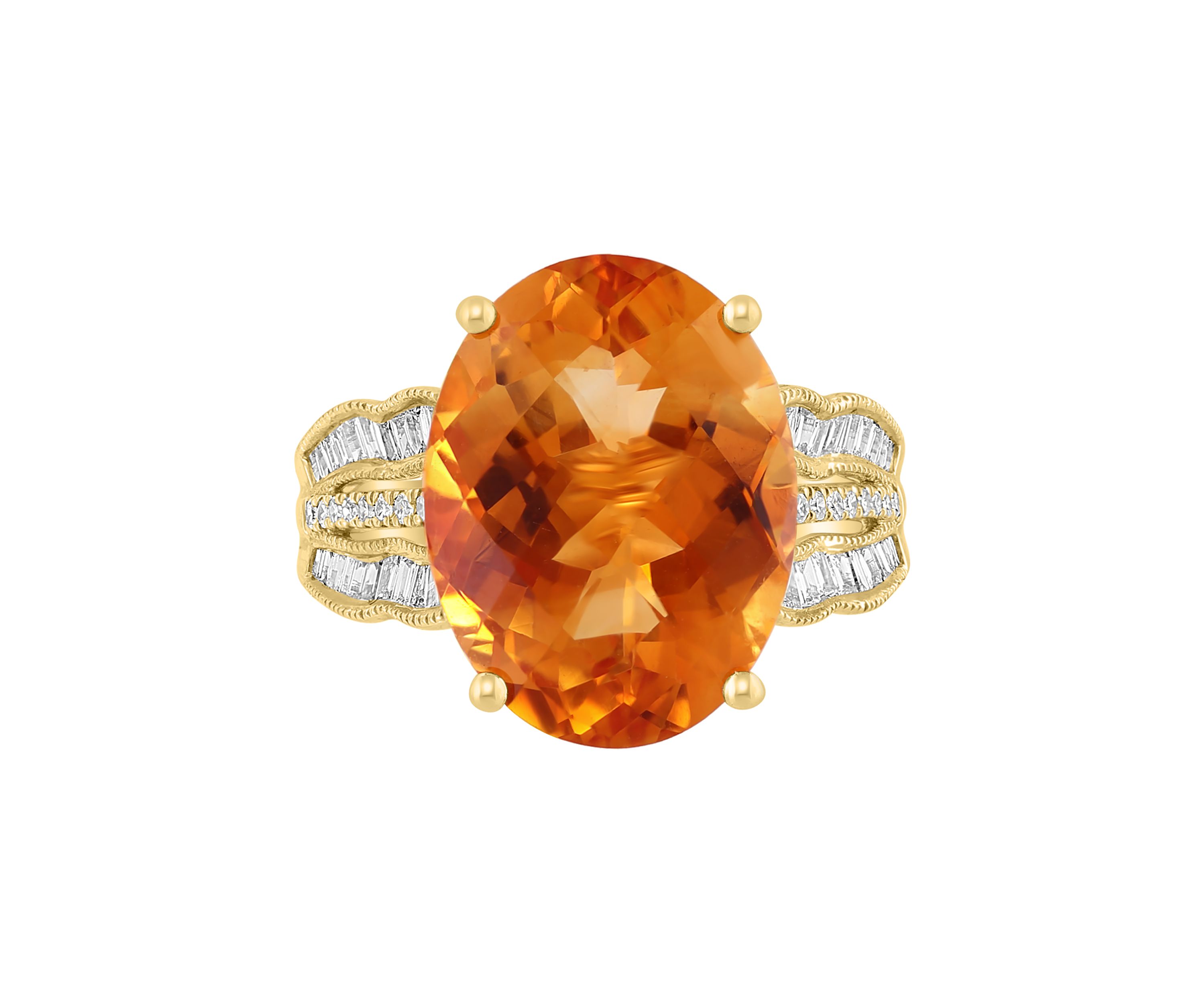3/8 ct. t.w. Diamond and Citrine Ring in 14K Yellow Gold
