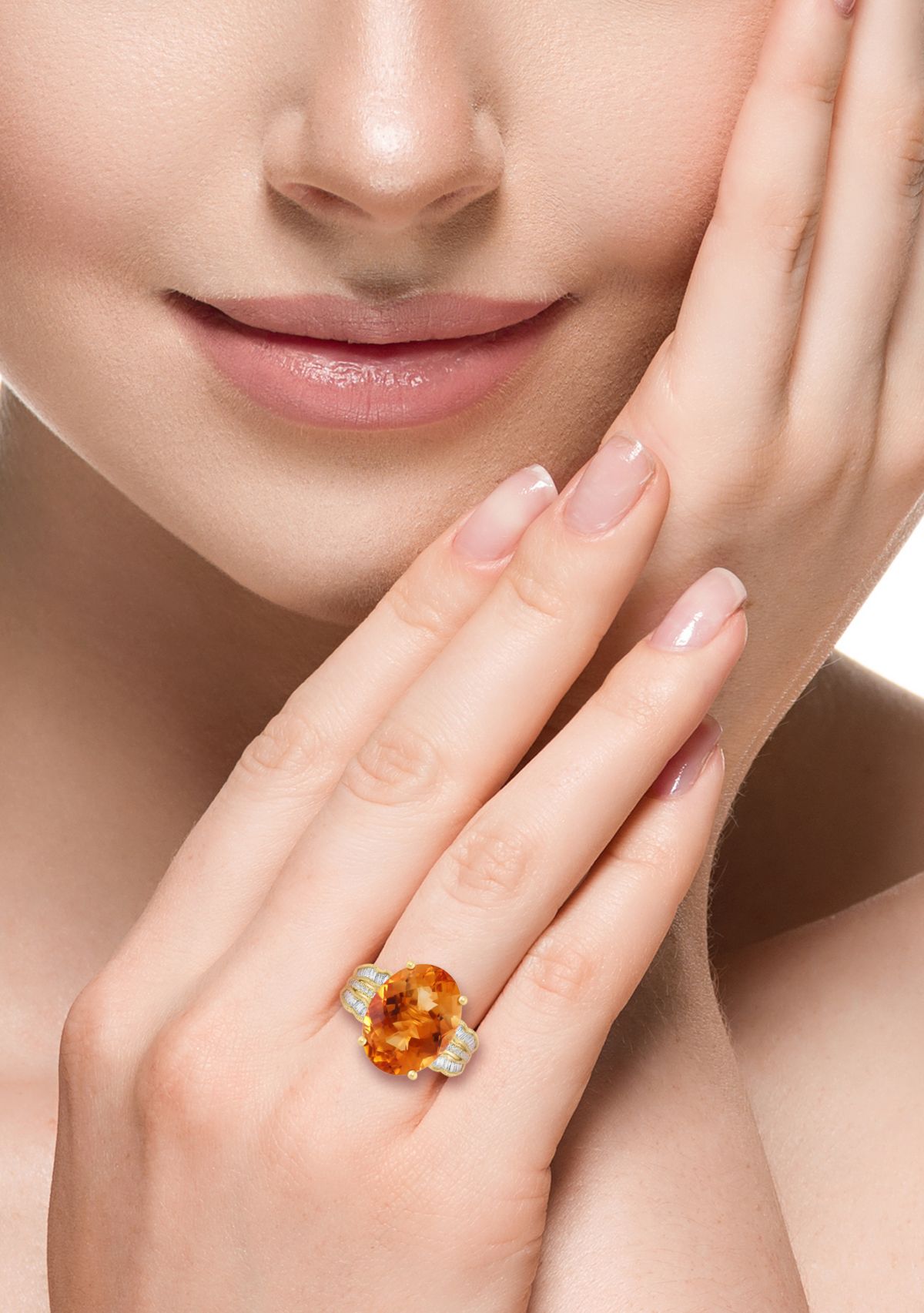 3/8 ct. t.w. Diamond and Citrine Ring in 14K Yellow Gold