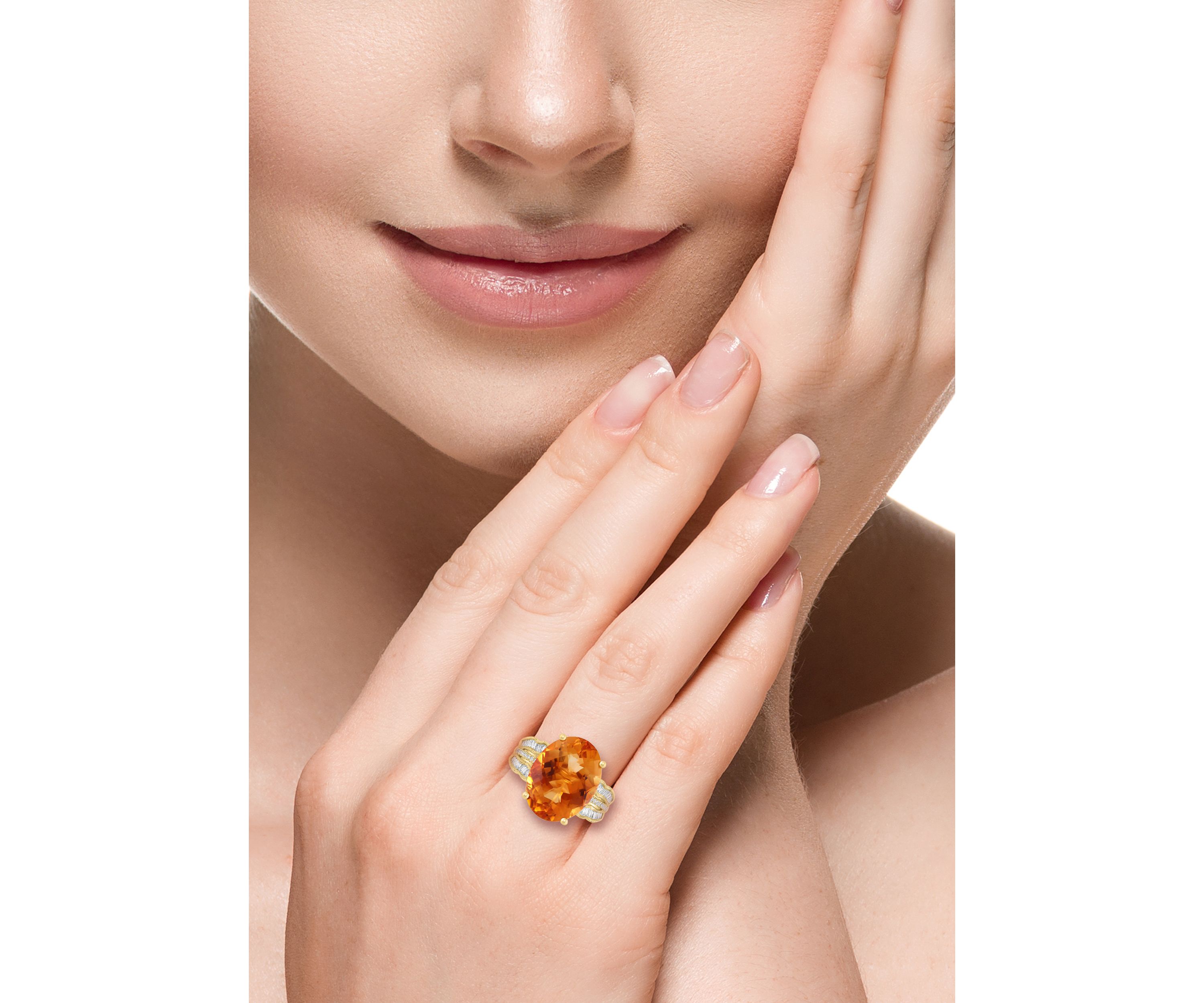 3/8 ct. t.w. Diamond and Citrine Ring in 14K Yellow Gold