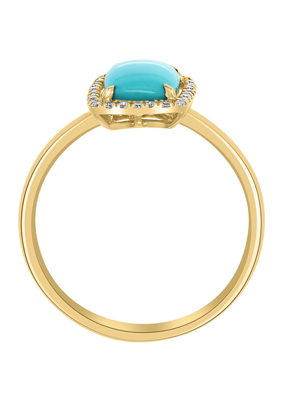 1/8 ct. t.w. Diamond and 1.22 ct. t.w. Turquoise Ring in 14K Yellow Gold 
