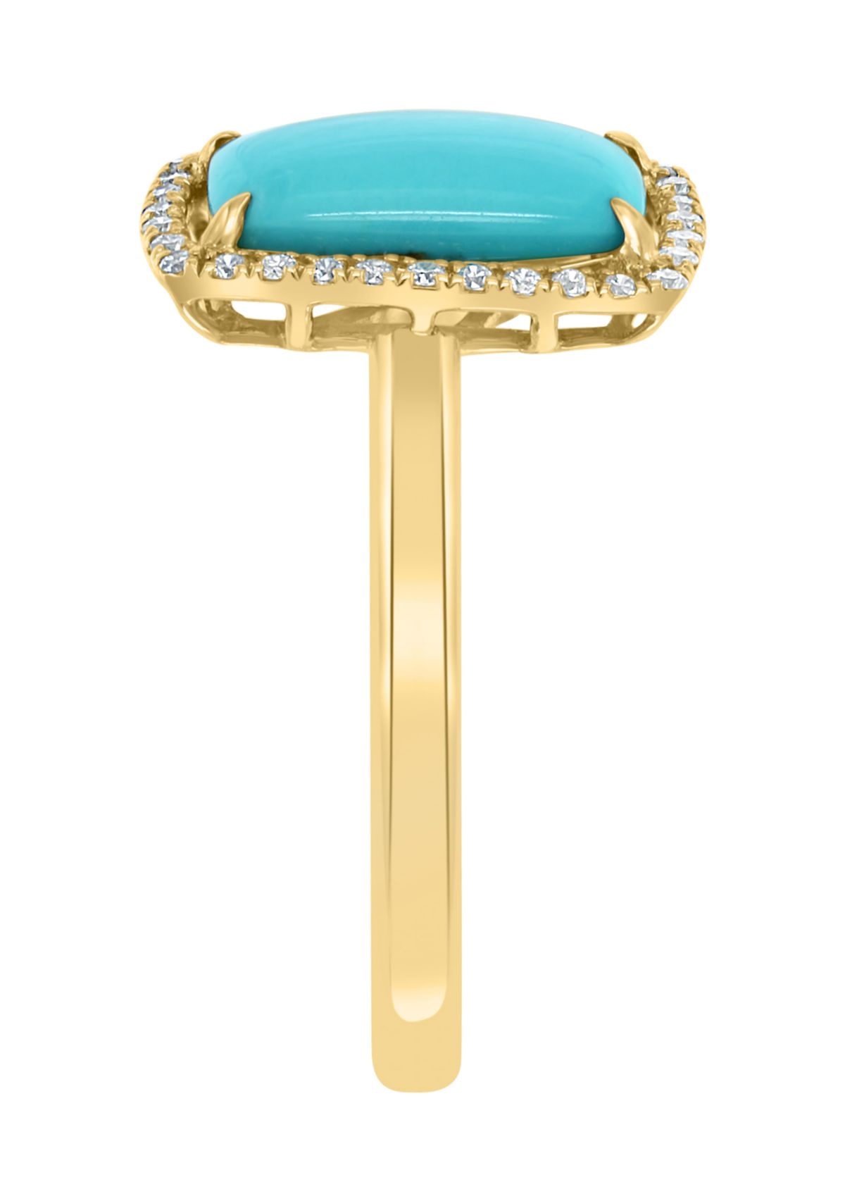 1/8 ct. t.w. Diamond and 1.22 ct. t.w. Turquoise Ring in 14K Yellow Gold 