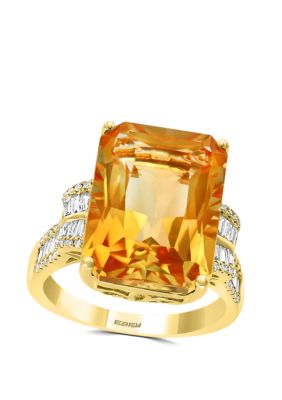 Effy 11.6 Ct. T.w. Citrine And 1/2 Ct. T.w. Diamond Ring In 14K Yellow Gold, 7 -  0617892687167