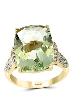 Effy 8.35 Ct. T.w. Green Amethyst And 1/4 Ct. T.w. Diamond Ring In 14K Yellow Gold