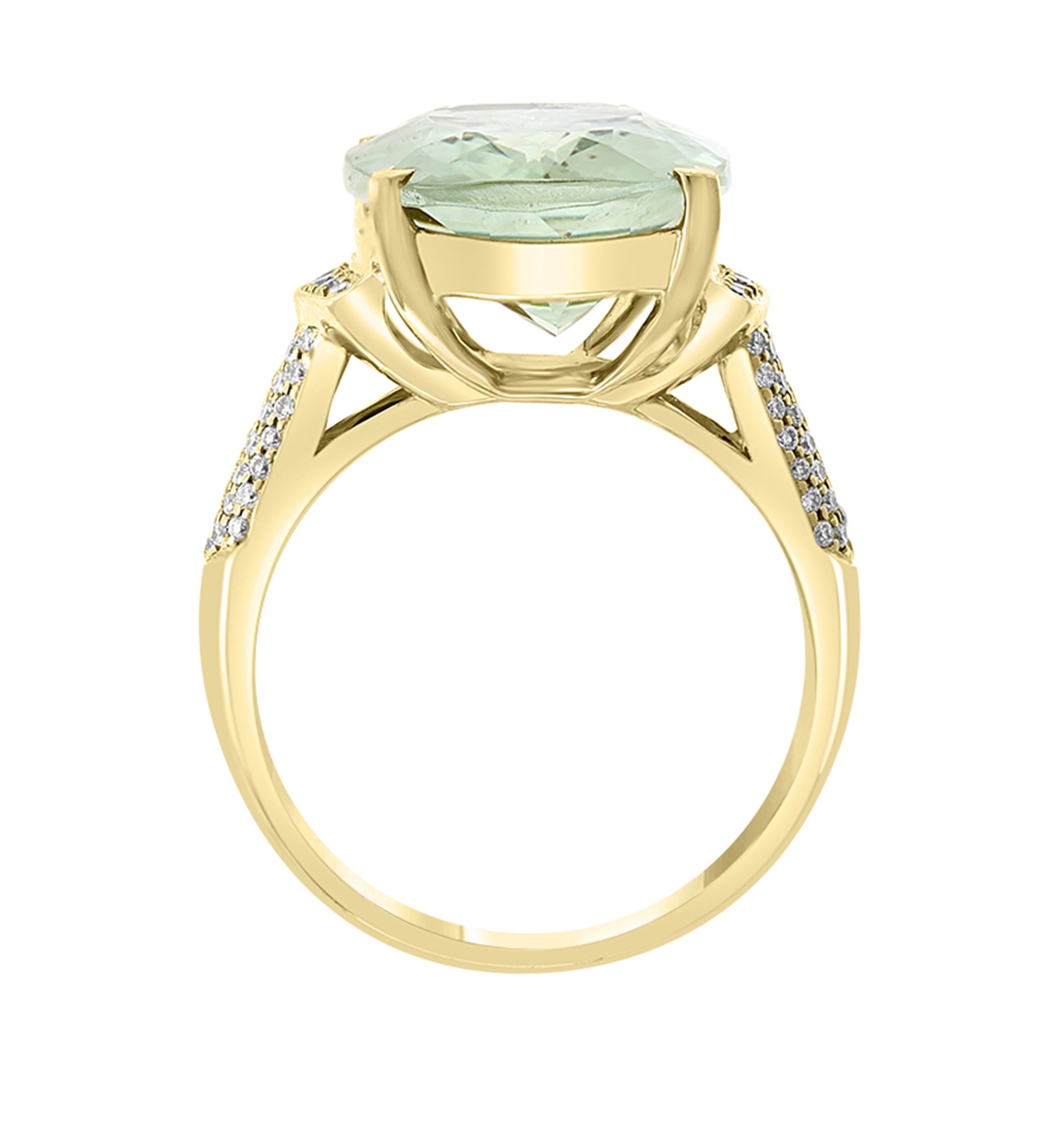  8.35 ct. t.w. Green Amethyst and 1/4 ct. t.w. Diamond Ring in 14K Yellow Gold 