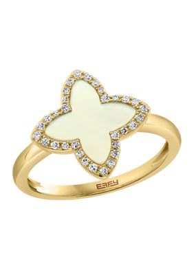 Effy 1/10 ct. t.w. Diamond, Mother of Pearl Ring in 14K Yellow Gold -  5400451HRY0P781UI