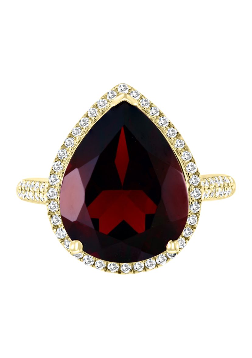 1/3 ct. t.w. Diamond and 8.65 ct. t.w. Garnet Ring in 14K Yellow Gold 