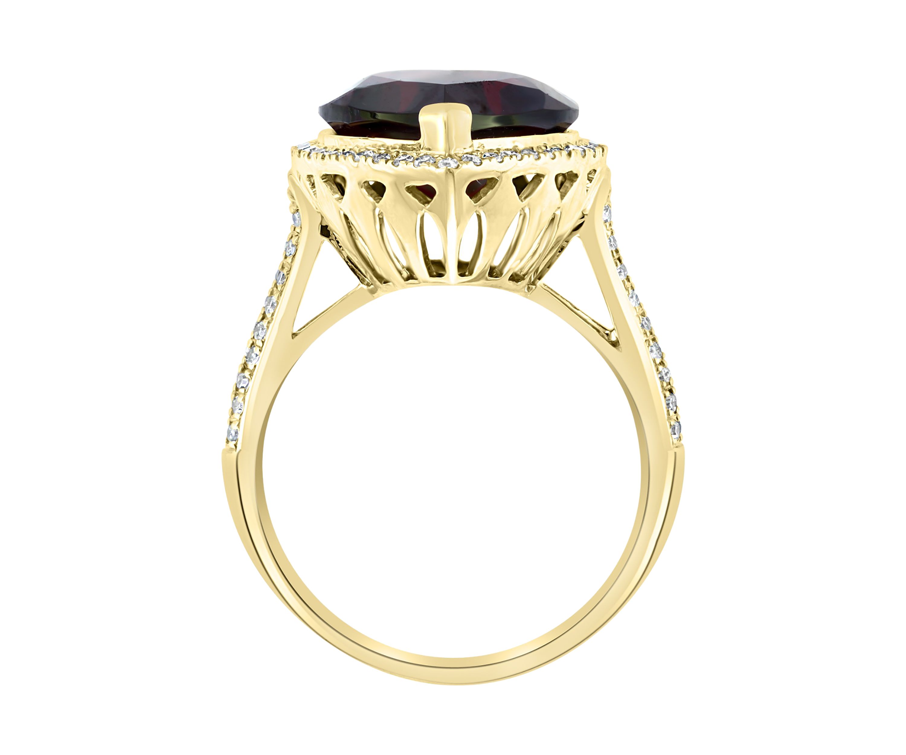 1/3 ct. t.w. Diamond and 8.65 ct. t.w. Garnet Ring in 14K Yellow Gold 