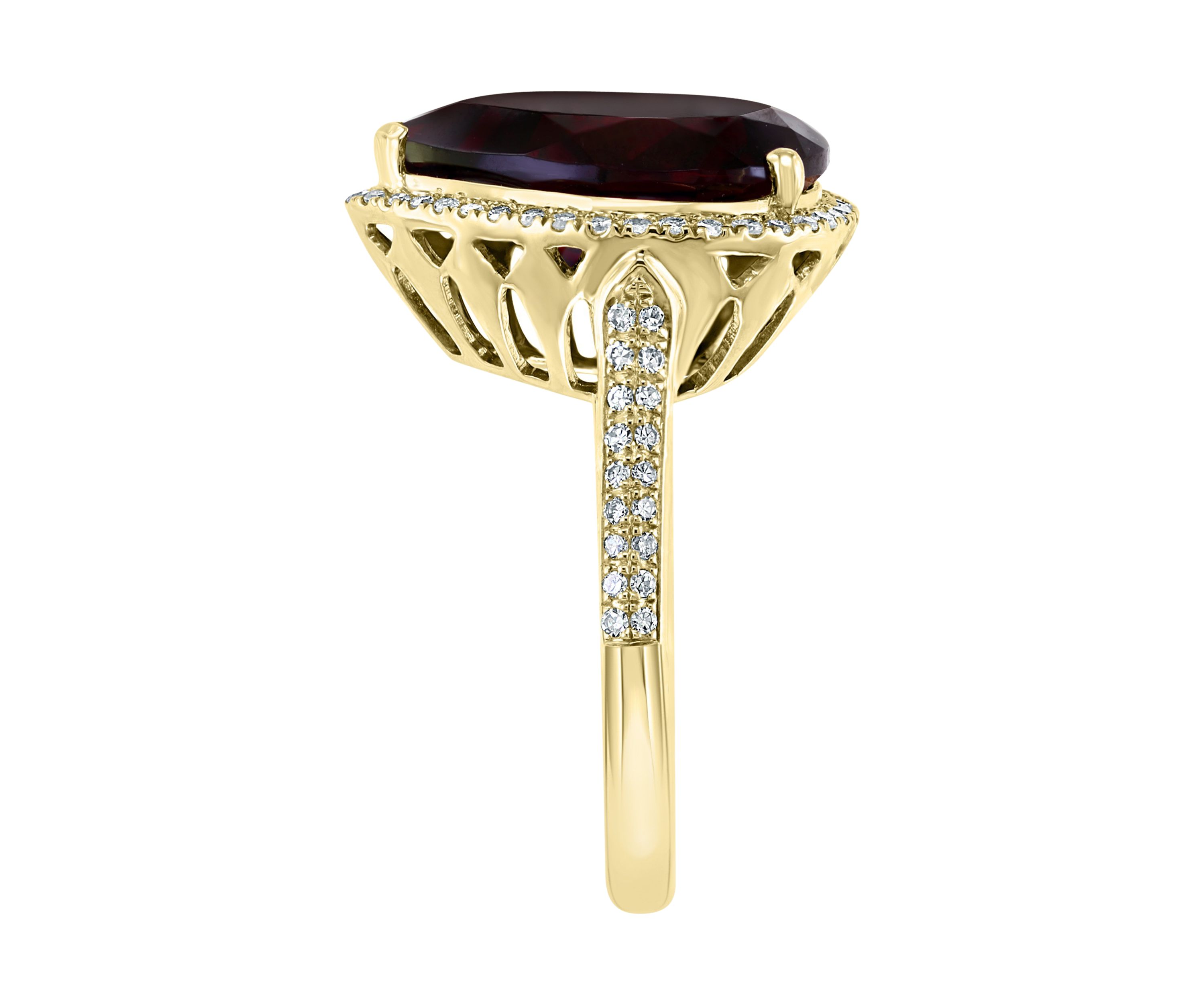 1/3 ct. t.w. Diamond and 8.65 ct. t.w. Garnet Ring in 14K Yellow Gold 