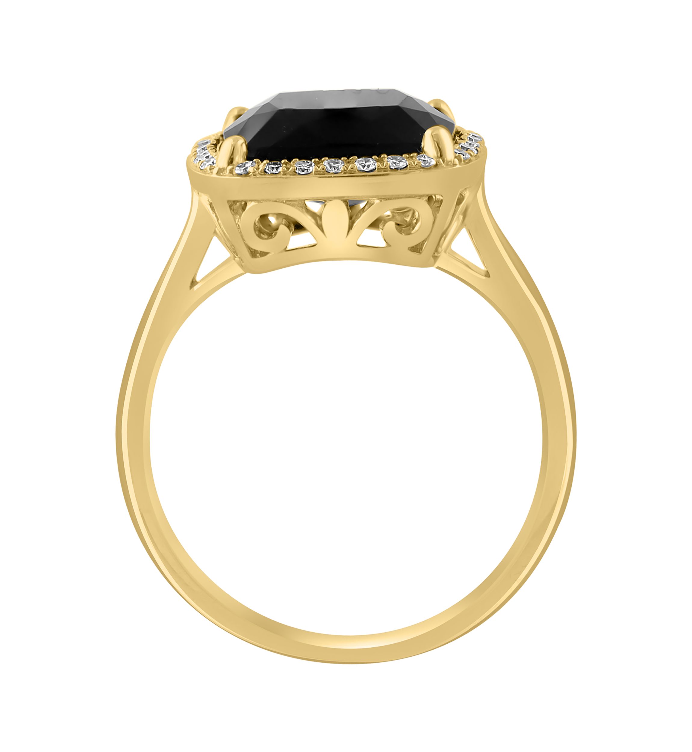 1/8 ct. t.w. Diamond Onyx Ring in 14K Yellow Gold 