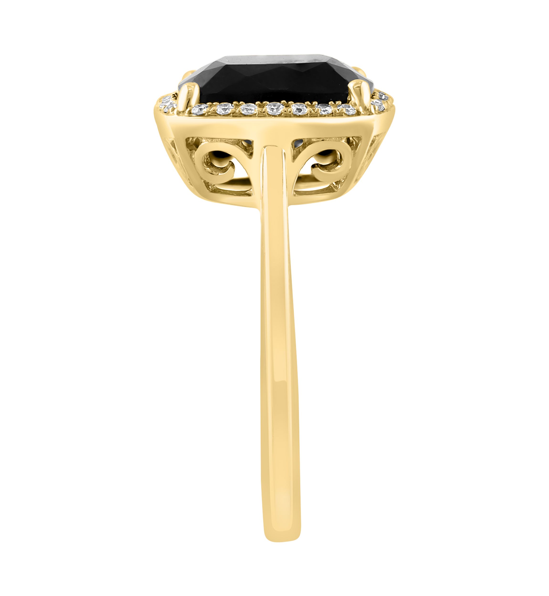 1/8 ct. t.w. Diamond Onyx Ring in 14K Yellow Gold 