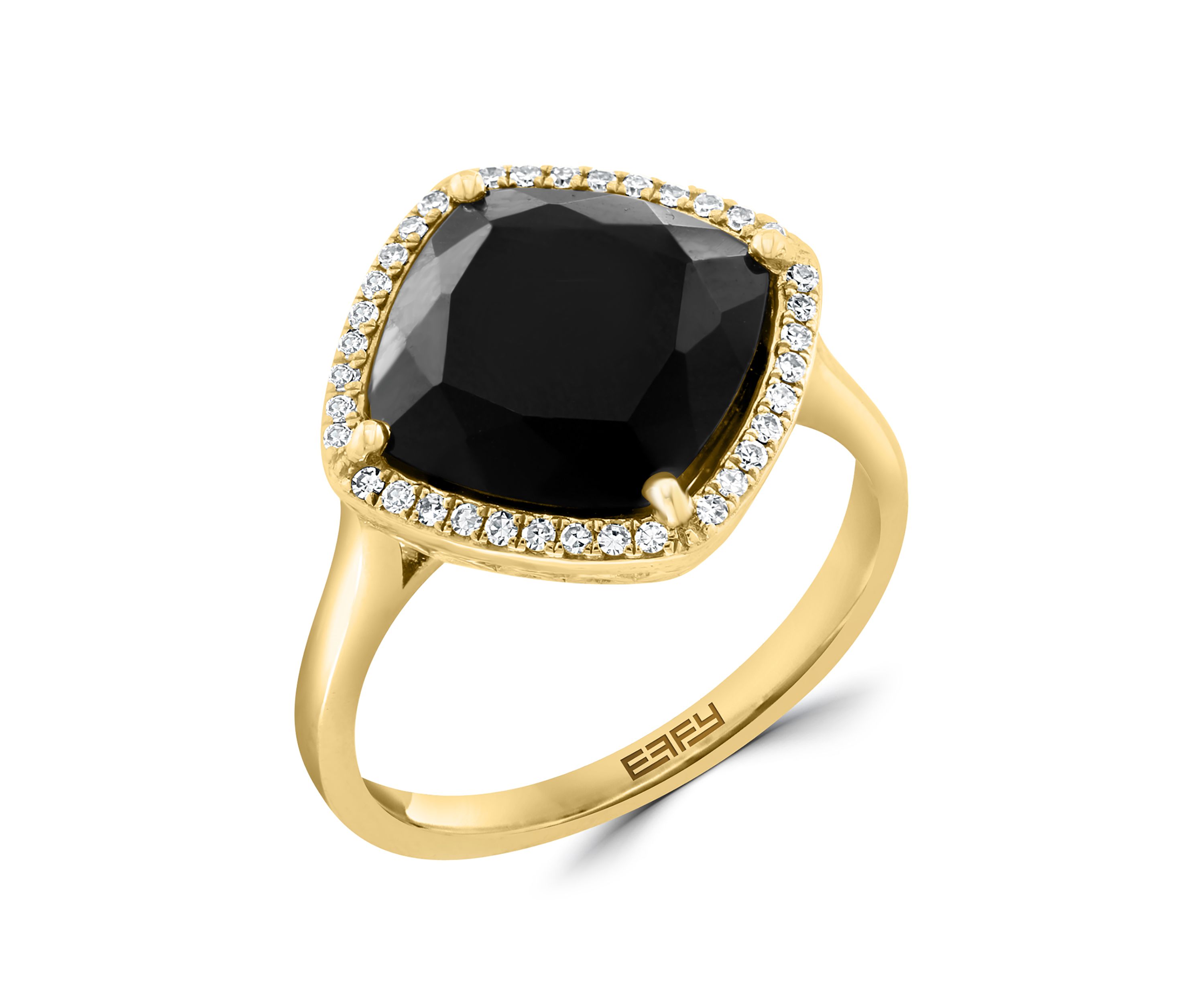 14K Yellow Gold 1/8 ct. t.w. Diamond and 4.65 ct. t.w. Onyx Ring
