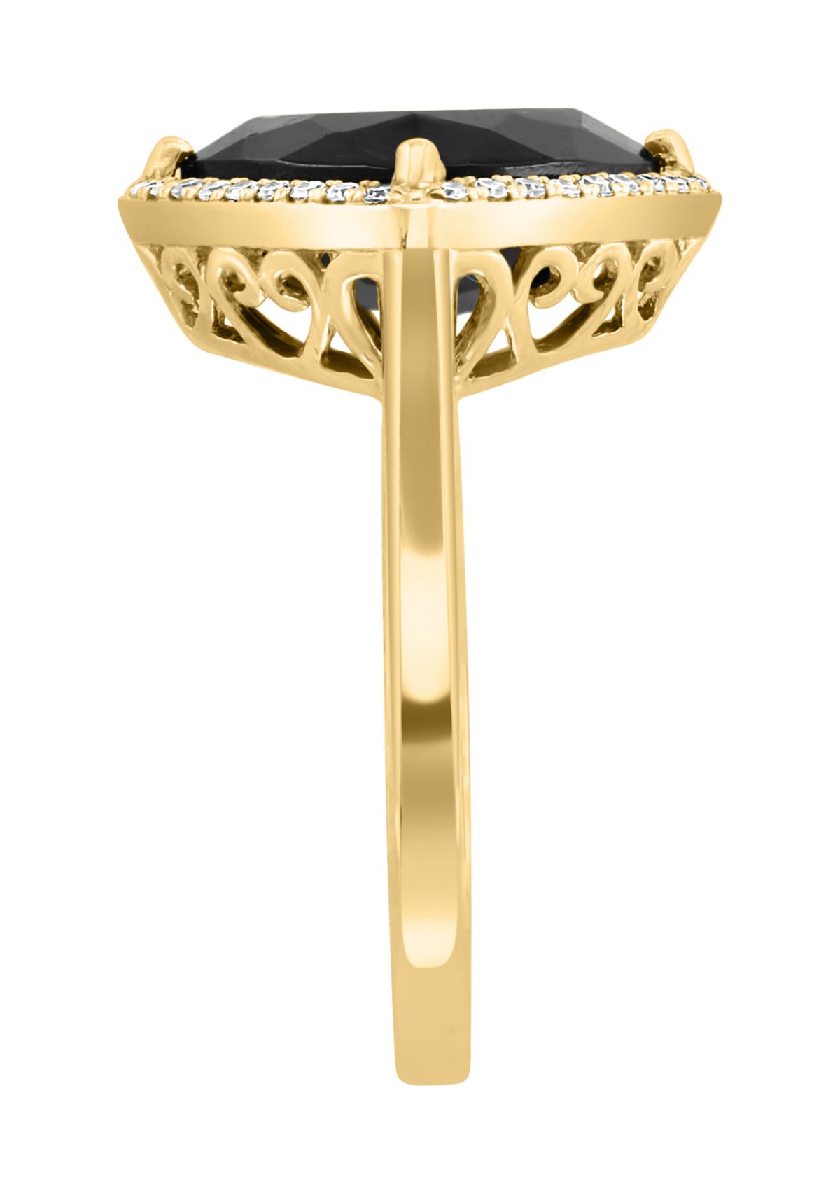 14K Yellow Gold 1/8 ct. t.w. Diamond and 4.65 ct. t.w. Onyx Ring