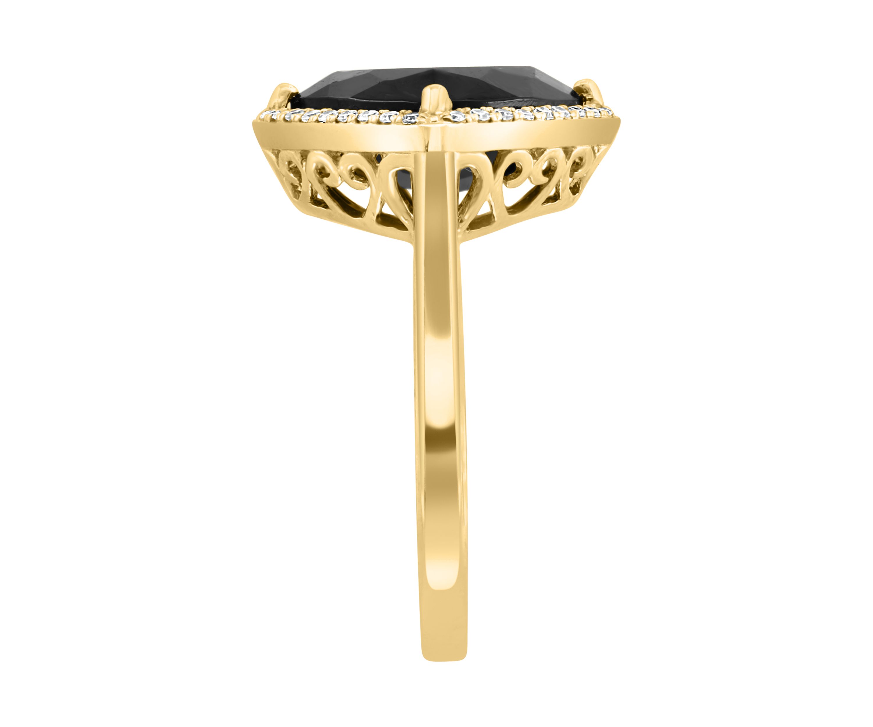 14K Yellow Gold 1/8 ct. t.w. Diamond and 4.65 ct. t.w. Onyx Ring