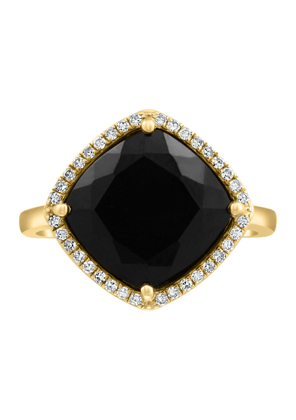 14K Yellow Gold 1/8 ct. t.w. Diamond and 4.65 ct. t.w. Onyx Ring