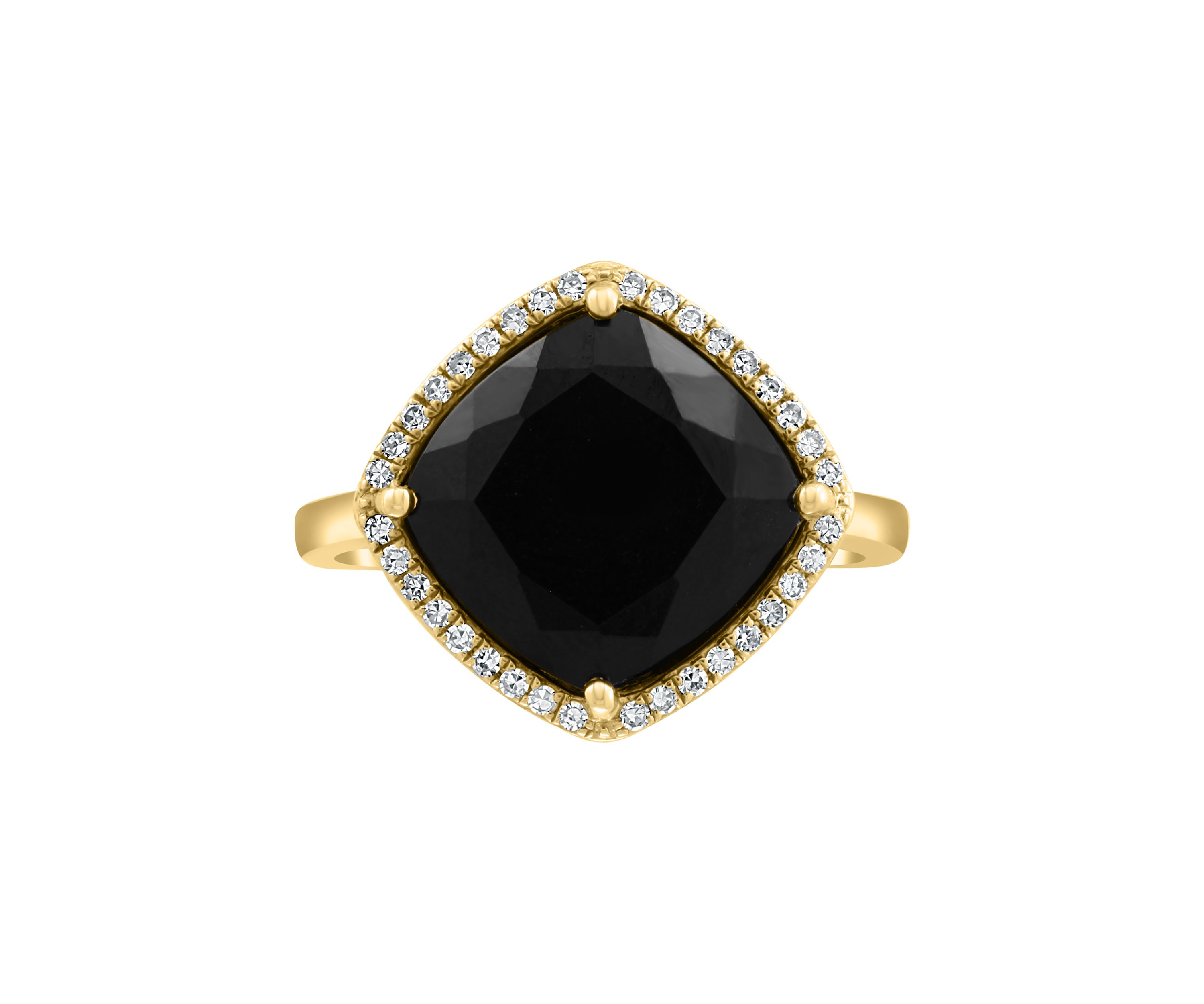 14K Yellow Gold 1/8 ct. t.w. Diamond and 4.65 ct. t.w. Onyx Ring