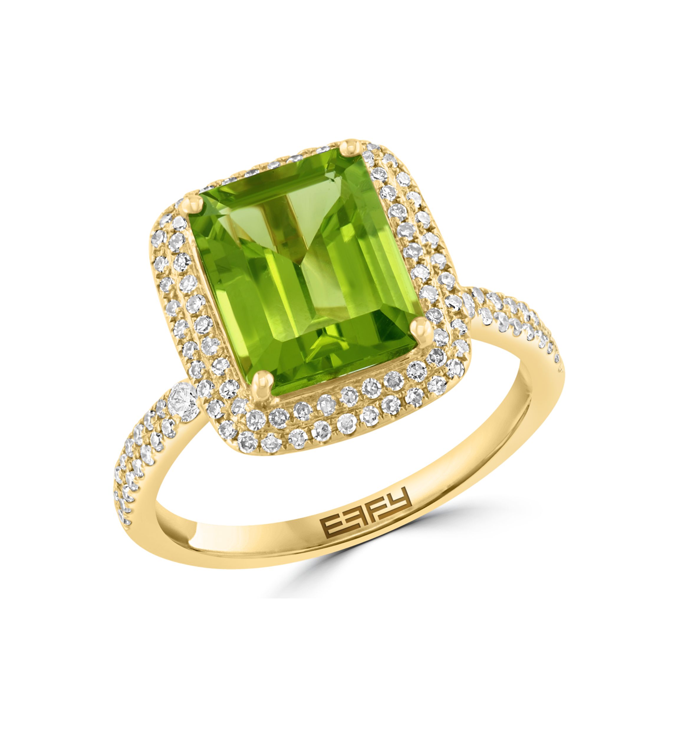 3/8 ct. t.w. Diamond and Peridot Ring in 14K Yellow Gold