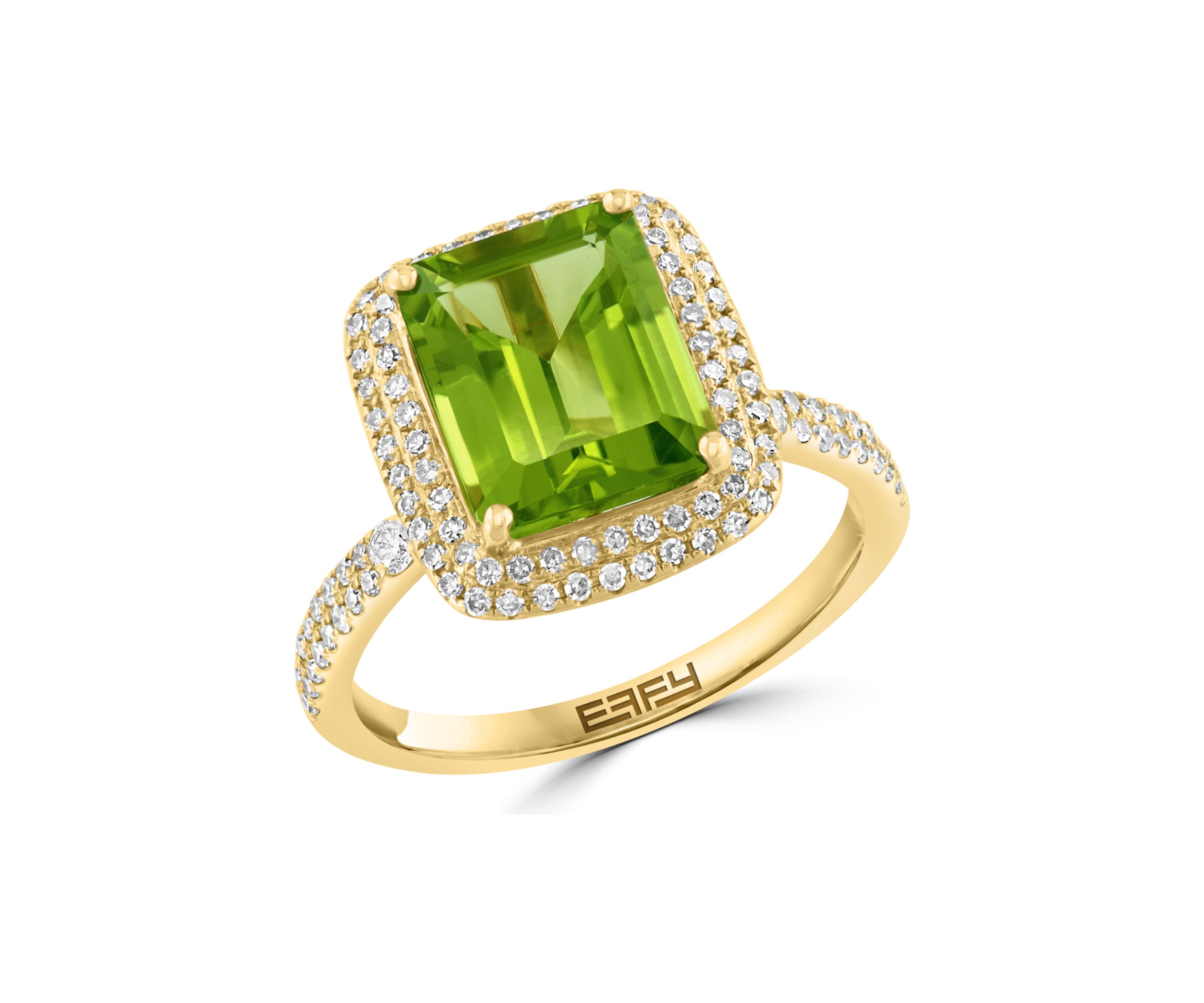 3/8 ct. t.w. Diamond and Peridot Ring in 14K Yellow Gold