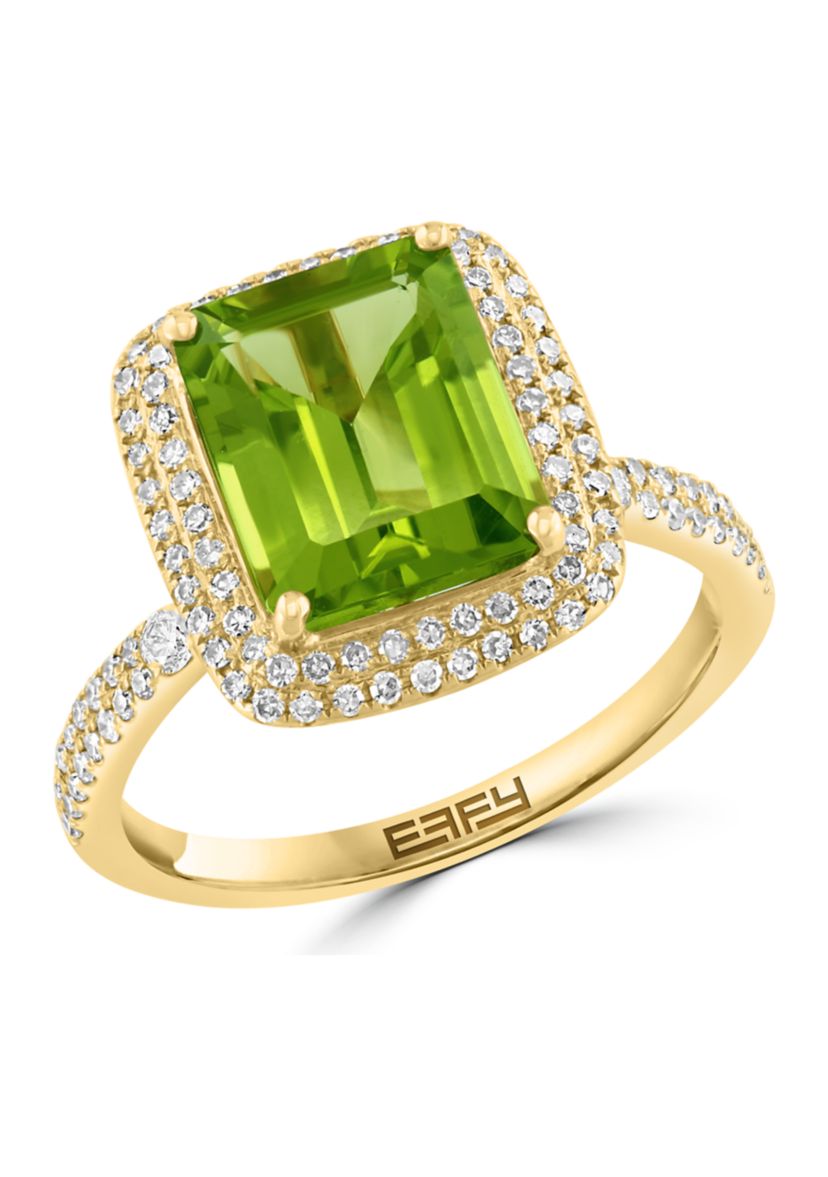 3/8 ct. t.w. Diamond and Peridot Ring in 14K Yellow Gold