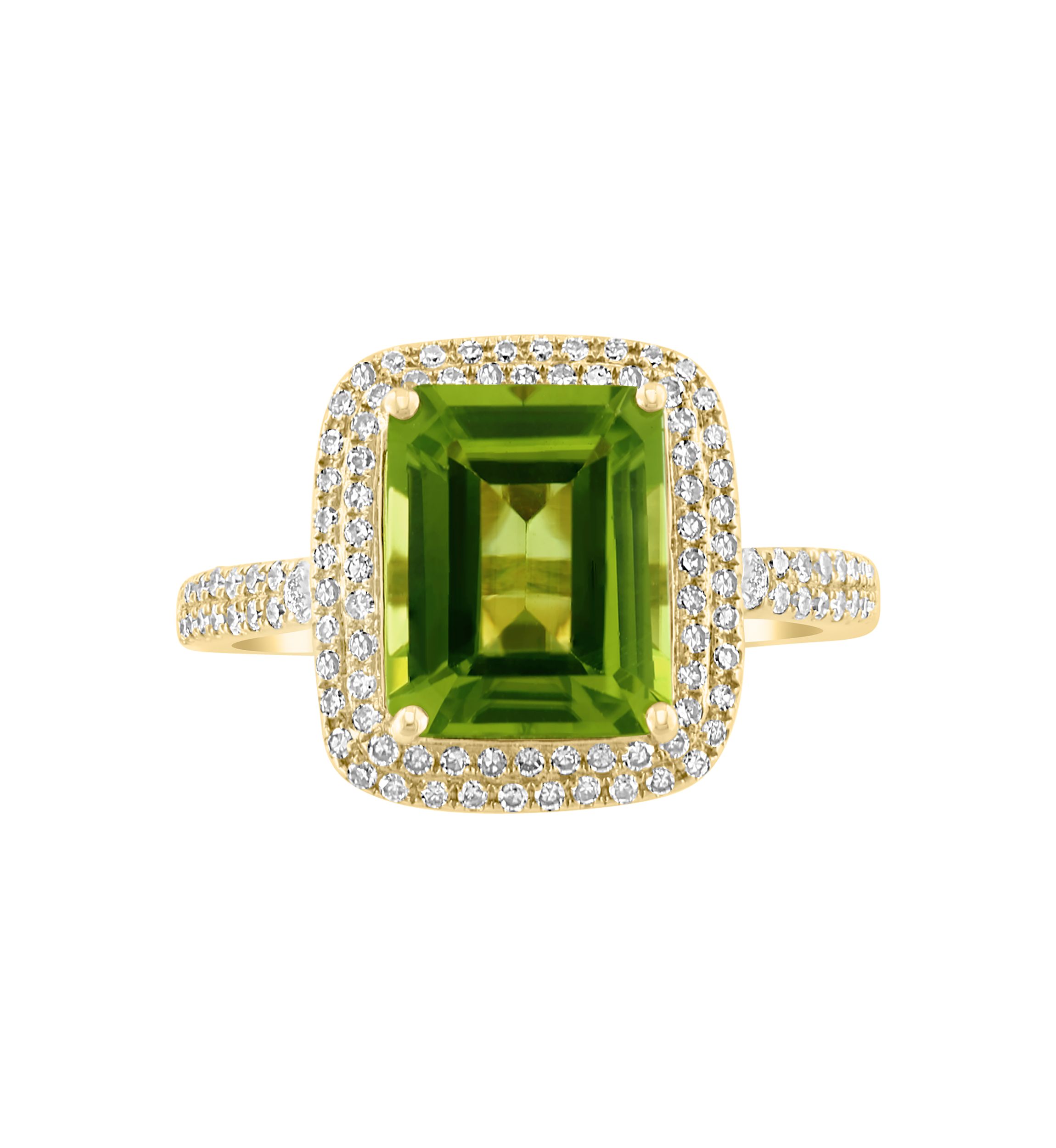 3/8 ct. t.w. Diamond and Peridot Ring in 14K Yellow Gold