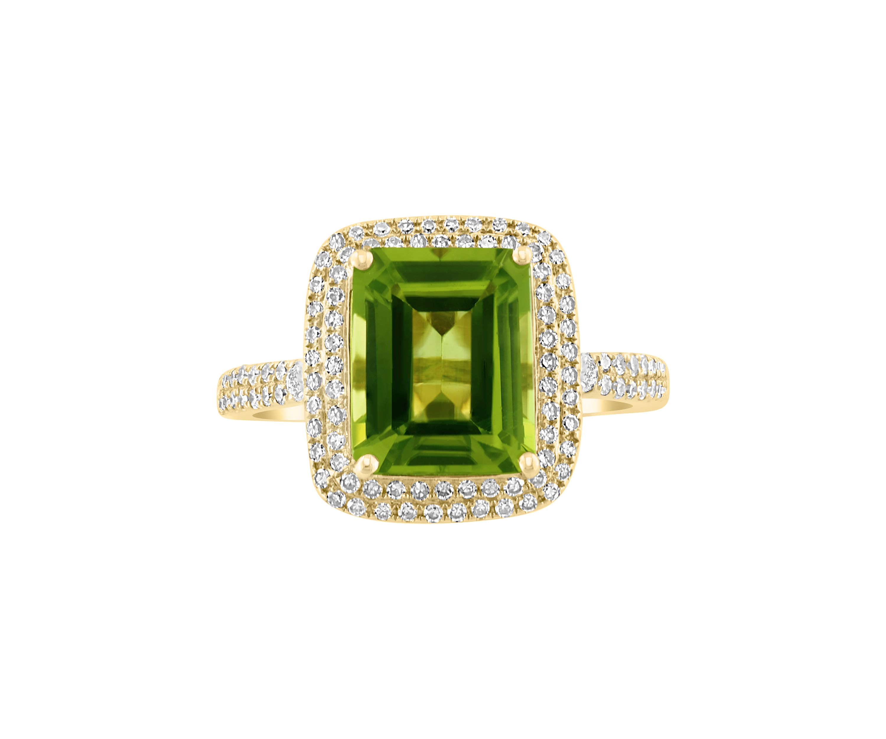 3/8 ct. t.w. Diamond and Peridot Ring in 14K Yellow Gold