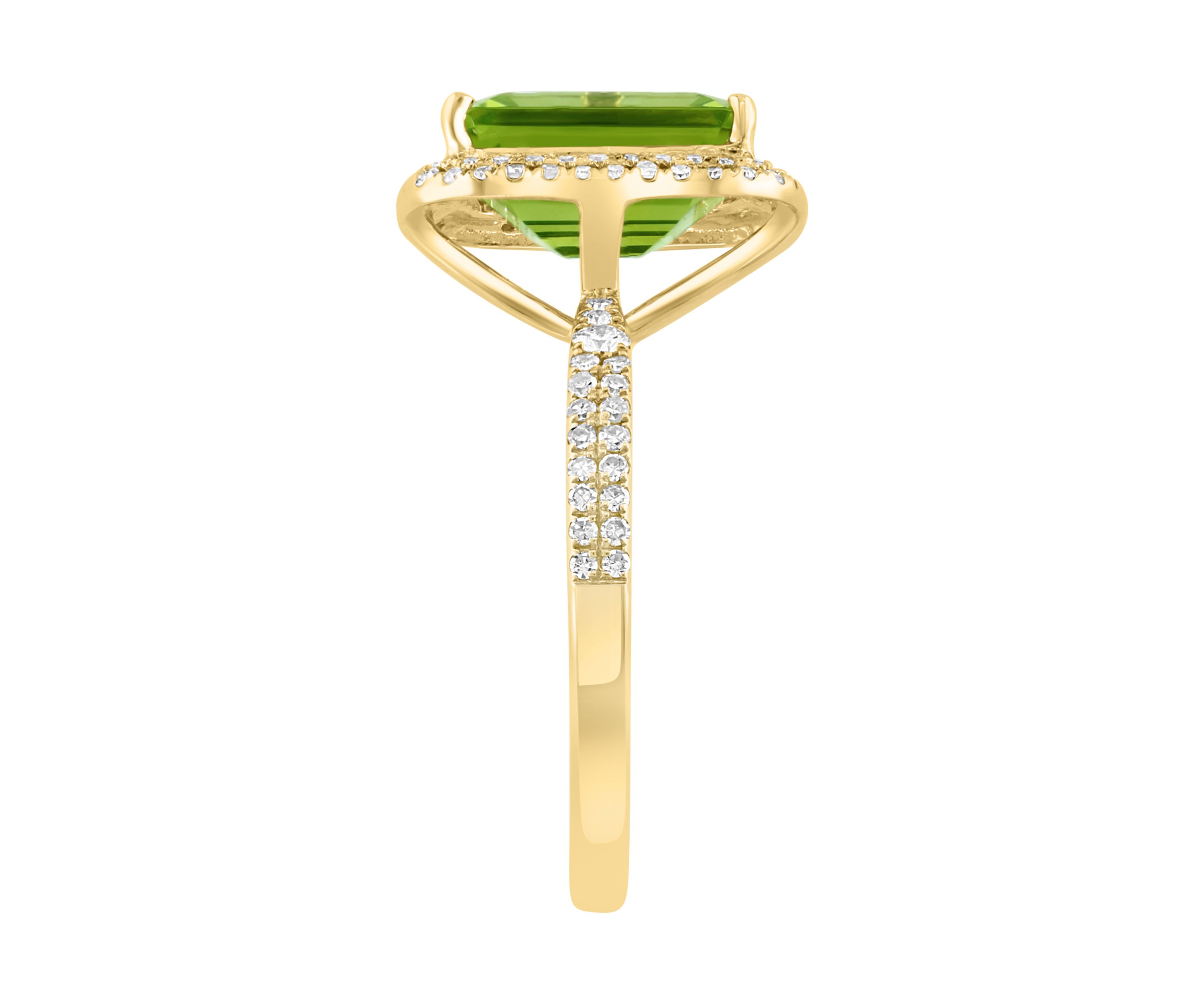 3/8 ct. t.w. Diamond and Peridot Ring in 14K Yellow Gold