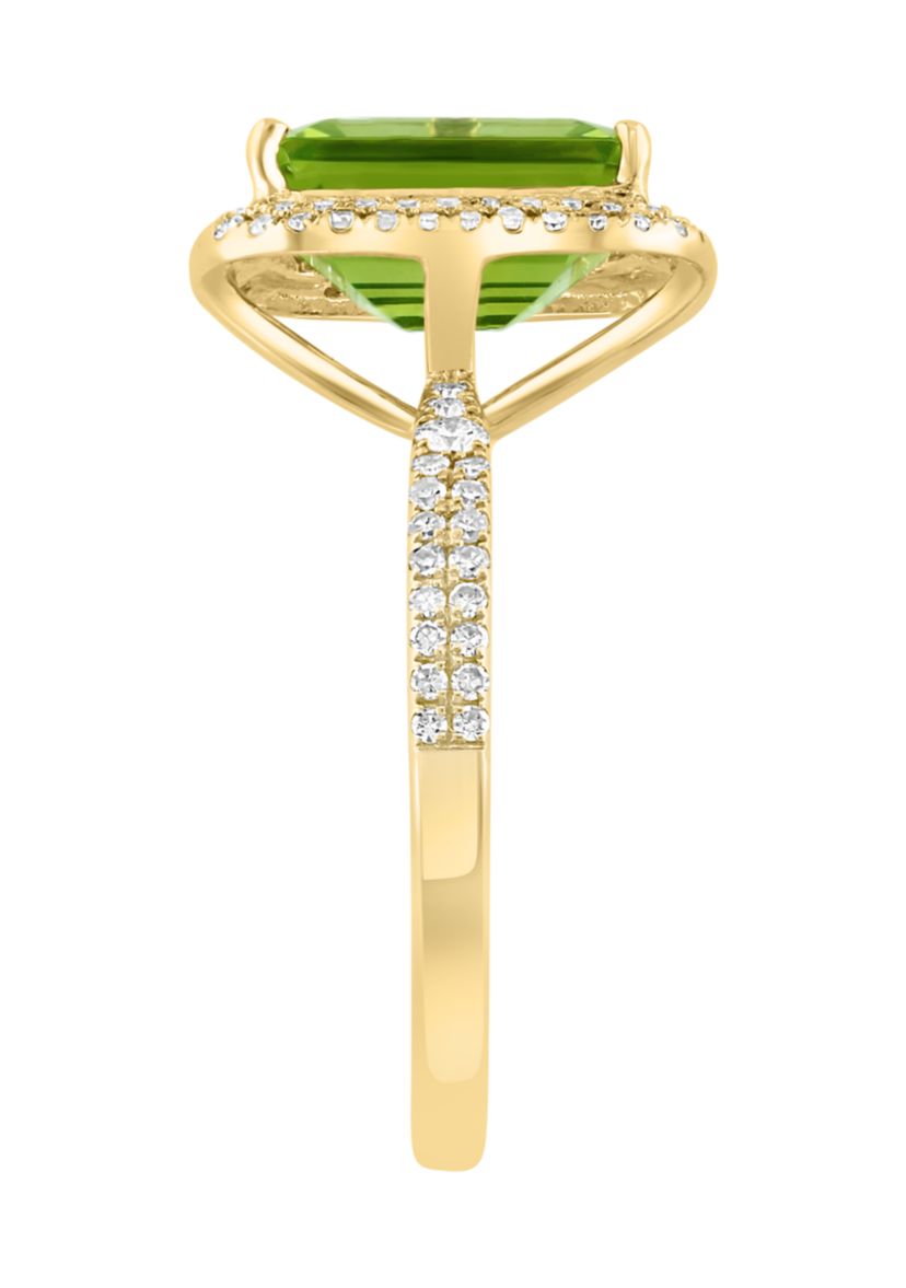 3/8 ct. t.w. Diamond and Peridot Ring in 14K Yellow Gold