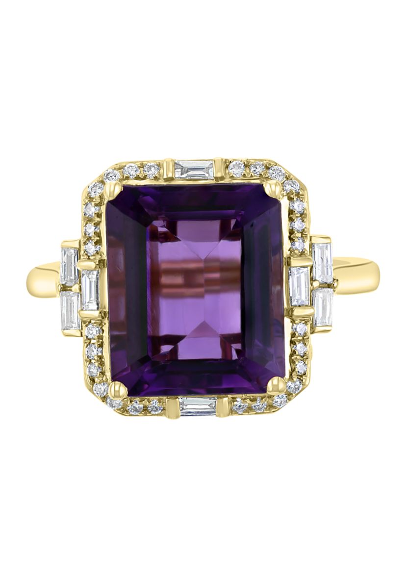 1/3 ct. t.w. Diamond and 5.74 ct. t.w. Amethyst Ring in 14K Gold