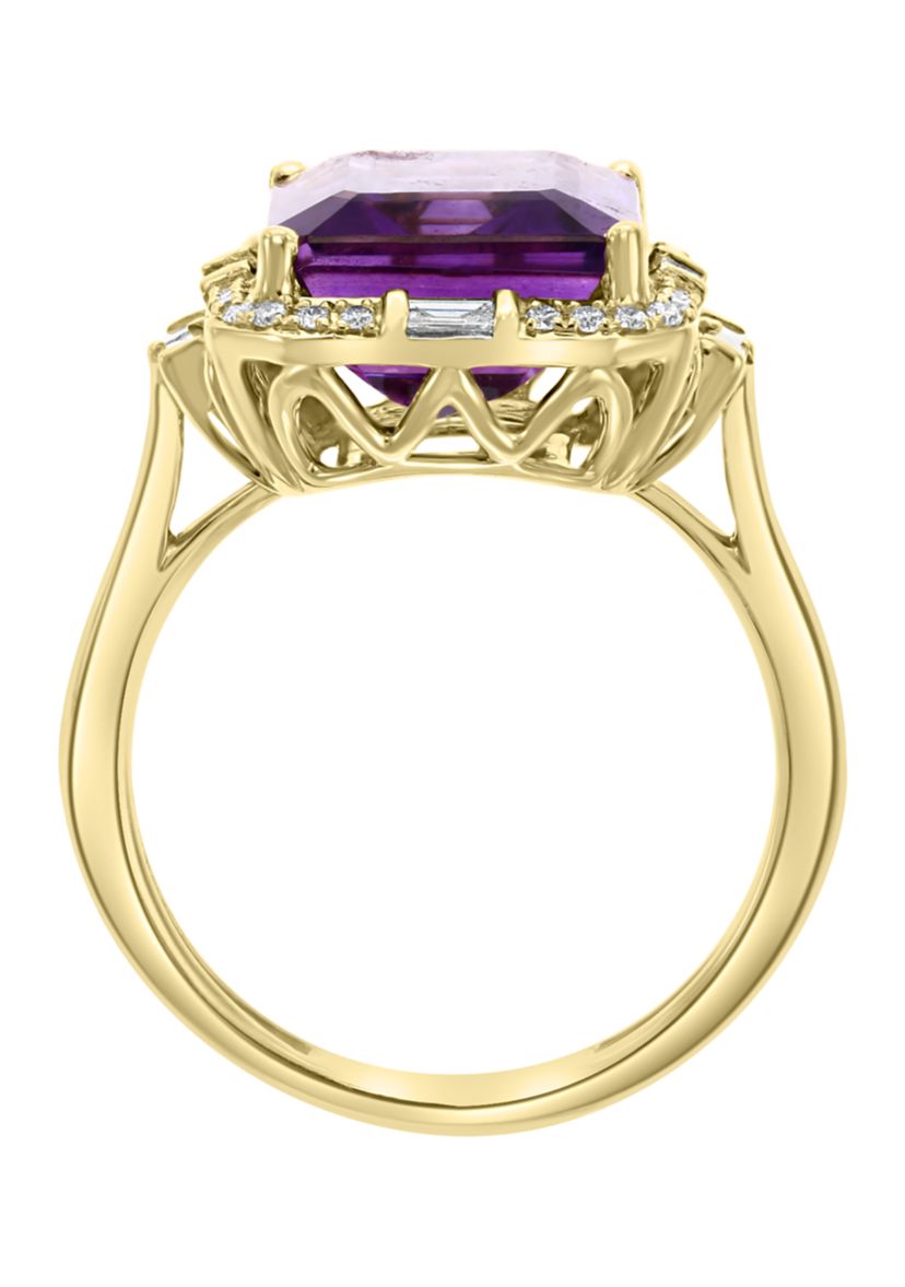 1/3 ct. t.w. Diamond and 5.74 ct. t.w. Amethyst Ring in 14K Gold