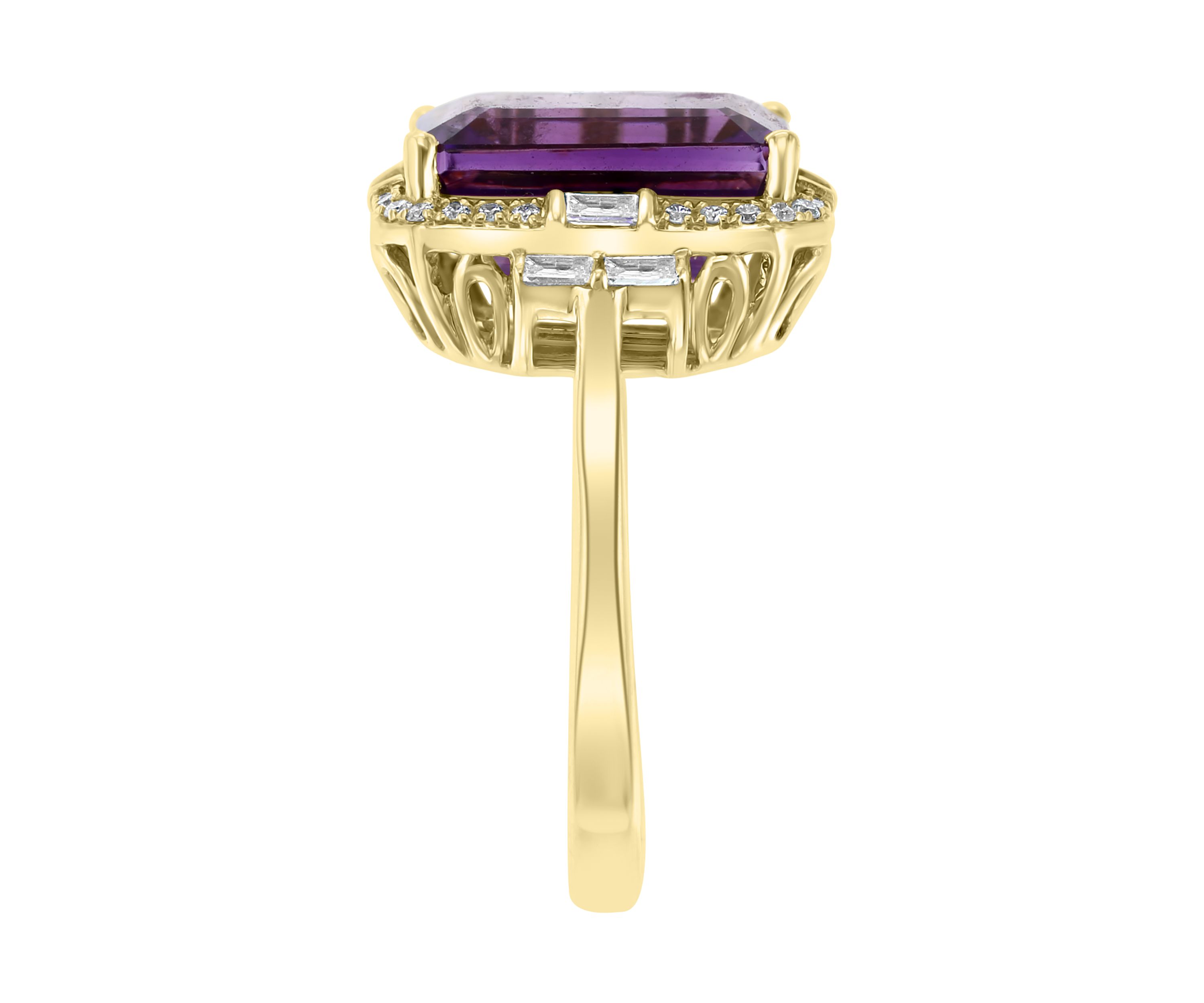 1/3 ct. t.w. Diamond and 5.74 ct. t.w. Amethyst Ring in 14K Gold