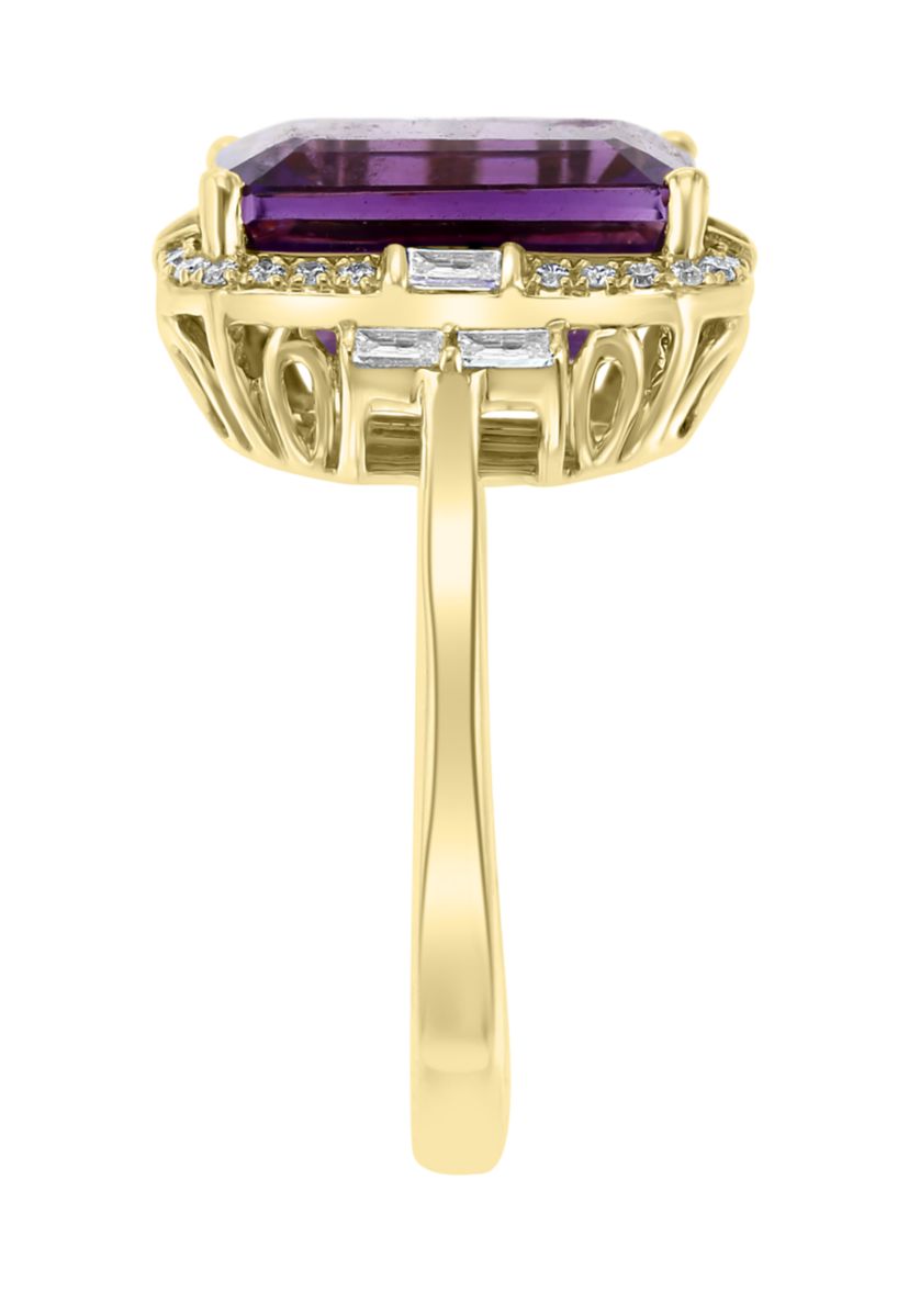 1/3 ct. t.w. Diamond and 5.74 ct. t.w. Amethyst Ring in 14K Gold