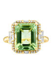 1/3 ct. t.w. Diamond and 5.32 ct. t.w. Green Amethyst Ring in 14K Yellow Gold 