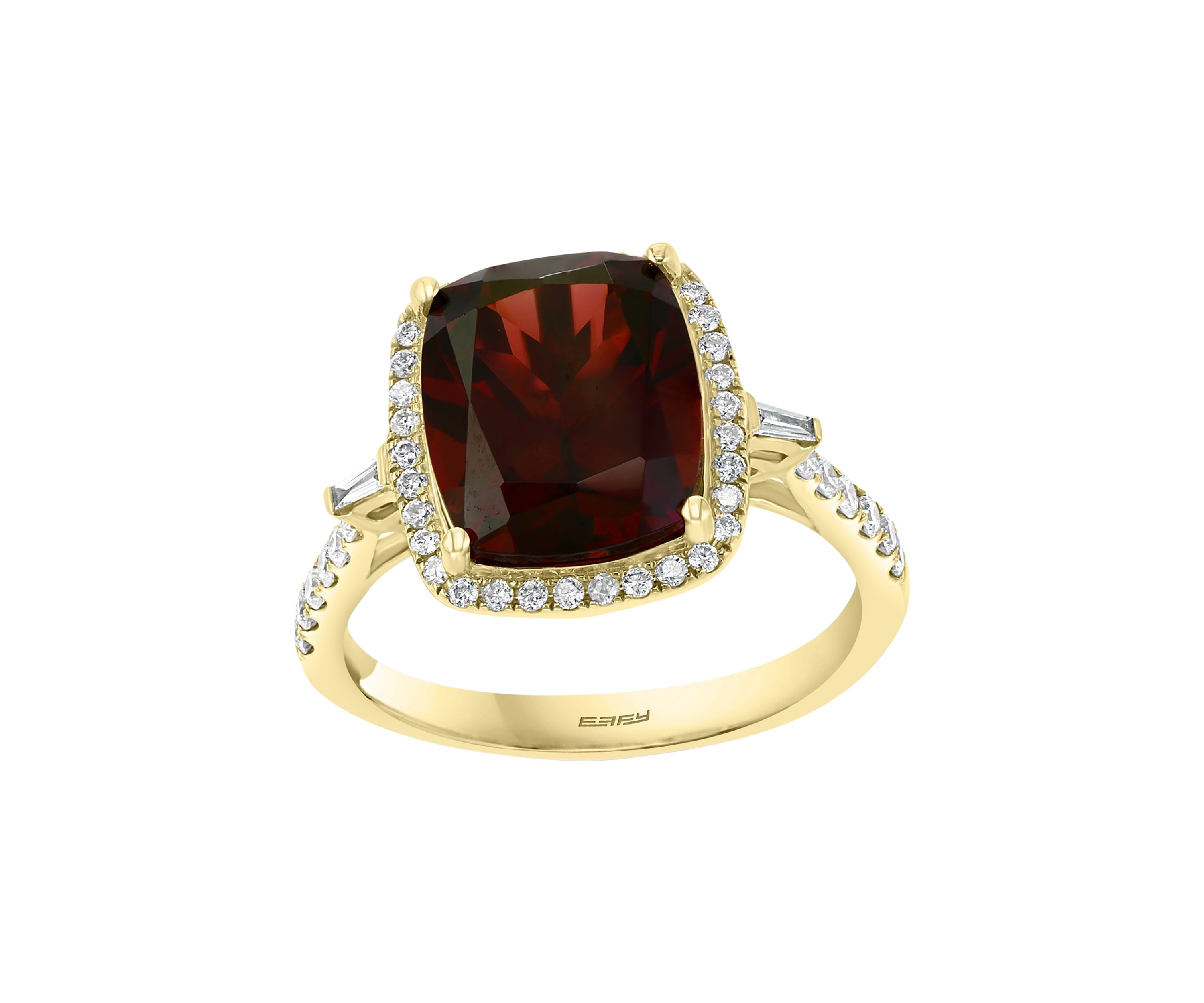  14K Yellow Gold 1/3 ct. t.w. Diamond and  5.45 ct. t.w. Garnet  Ring