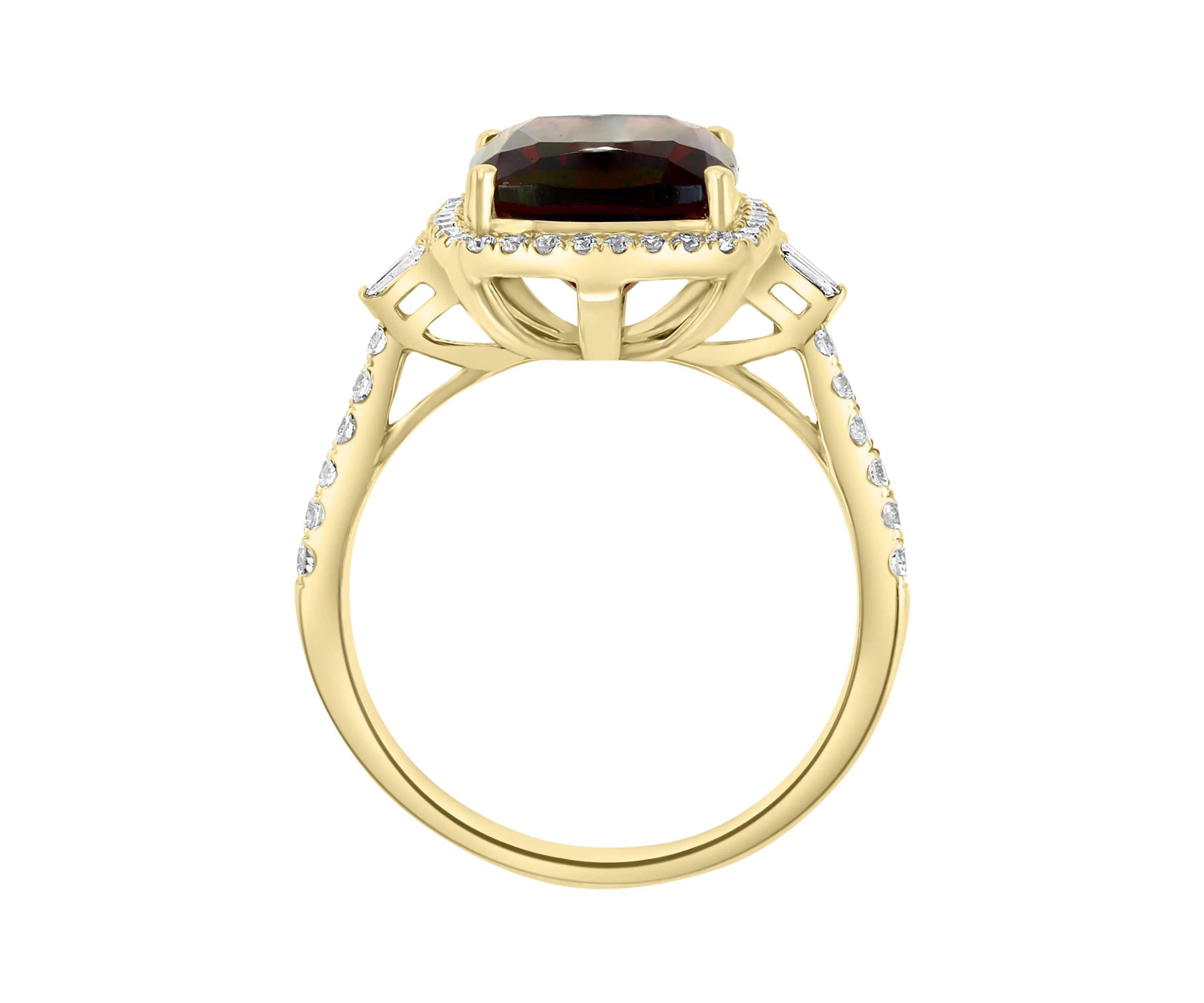  14K Yellow Gold 1/3 ct. t.w. Diamond and  5.45 ct. t.w. Garnet  Ring