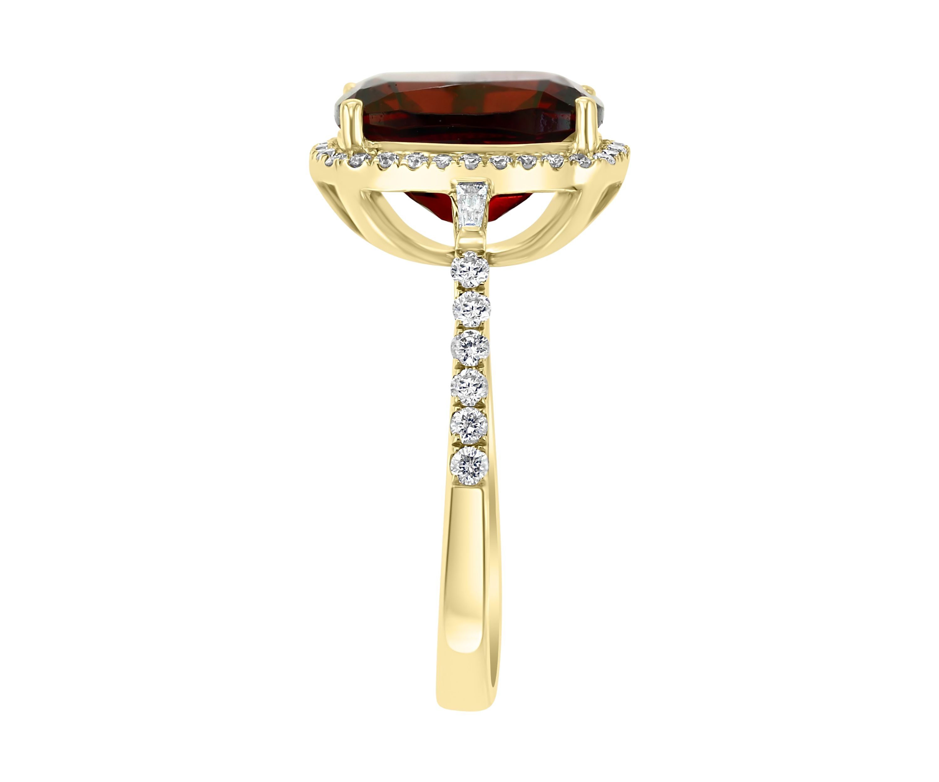  14K Yellow Gold 1/3 ct. t.w. Diamond and  5.45 ct. t.w. Garnet  Ring