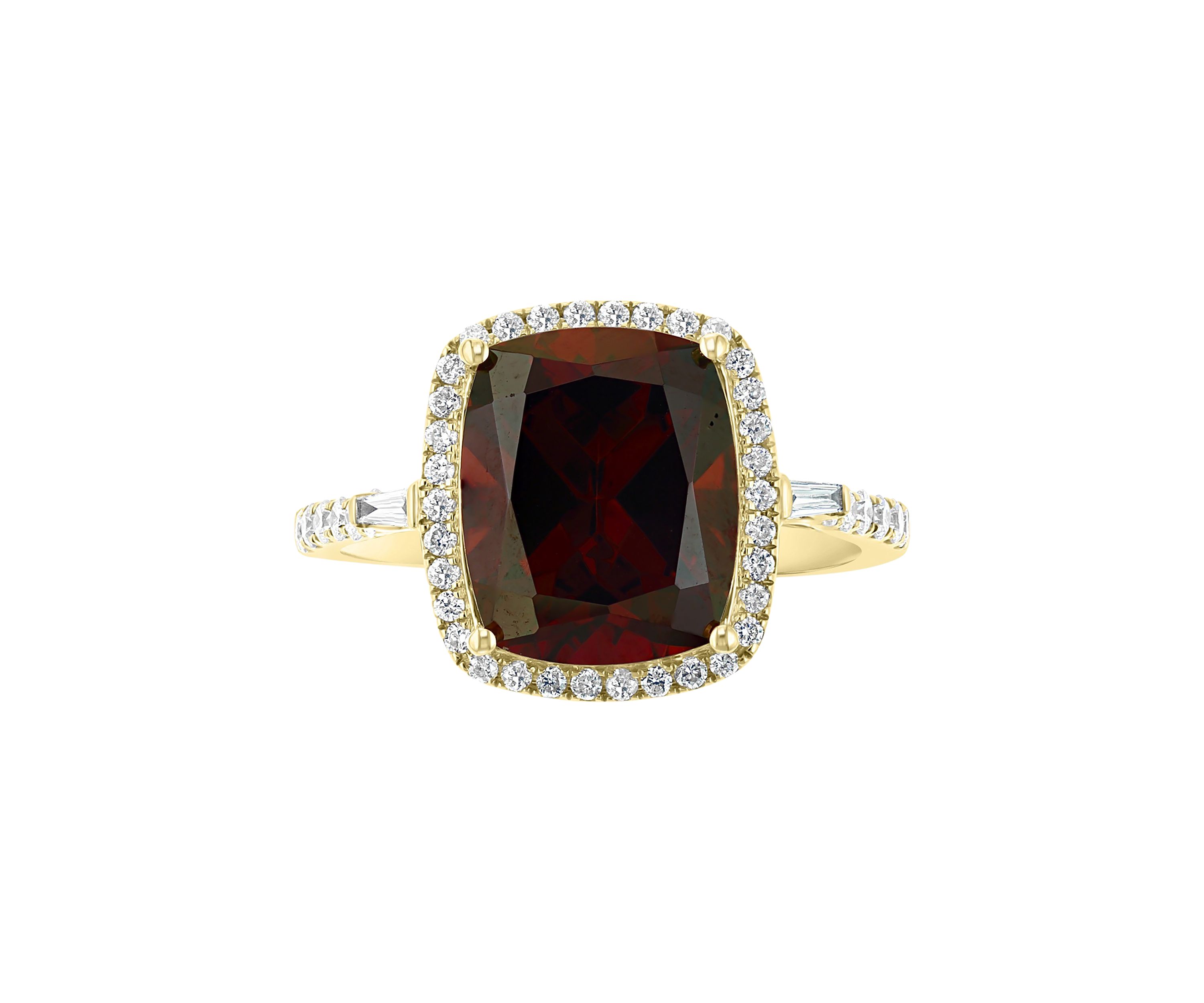  14K Yellow Gold 1/3 ct. t.w. Diamond and  5.45 ct. t.w. Garnet  Ring