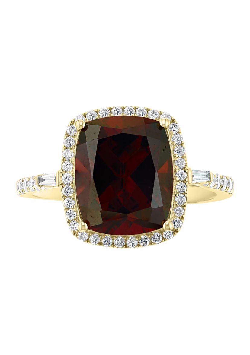  14K Yellow Gold 1/3 ct. t.w. Diamond and  5.45 ct. t.w. Garnet  Ring