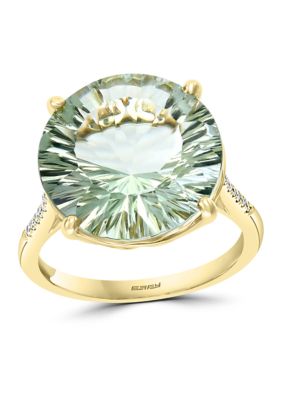 Effy 1/10 Ct. T.w. Diamond And 9.53 Ct. T.w. Green Amethyst Ring In 14K Yellow Gold, 7 -  0617892757600