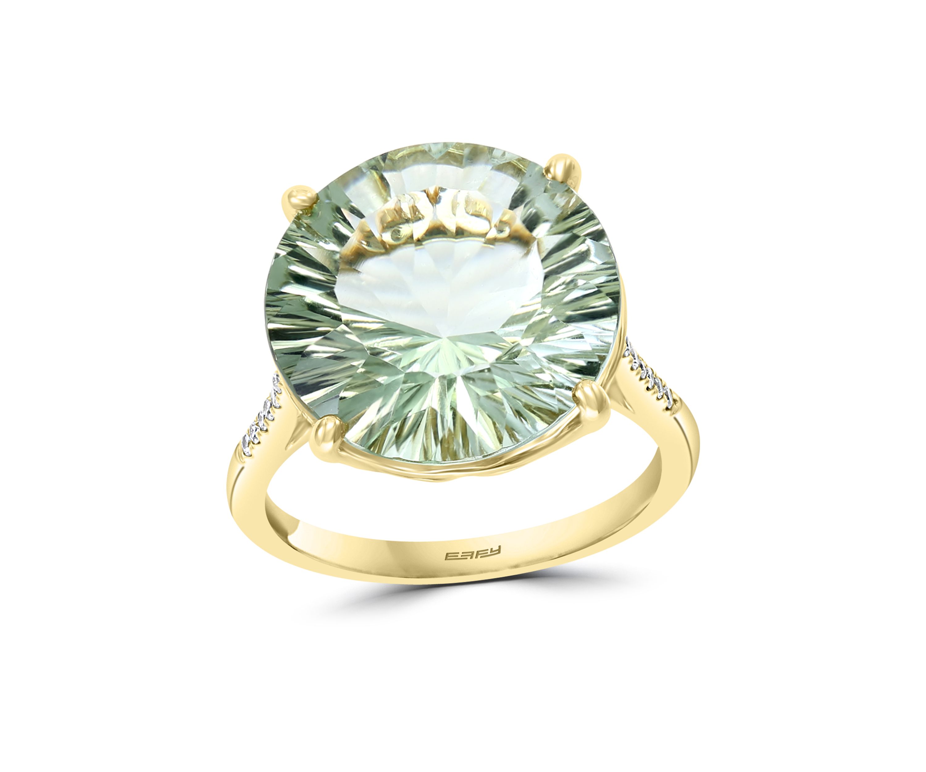 1/10 ct. t.w. Diamond and 9.53 ct. t.w. Green Amethyst Ring in 14k Yellow Gold