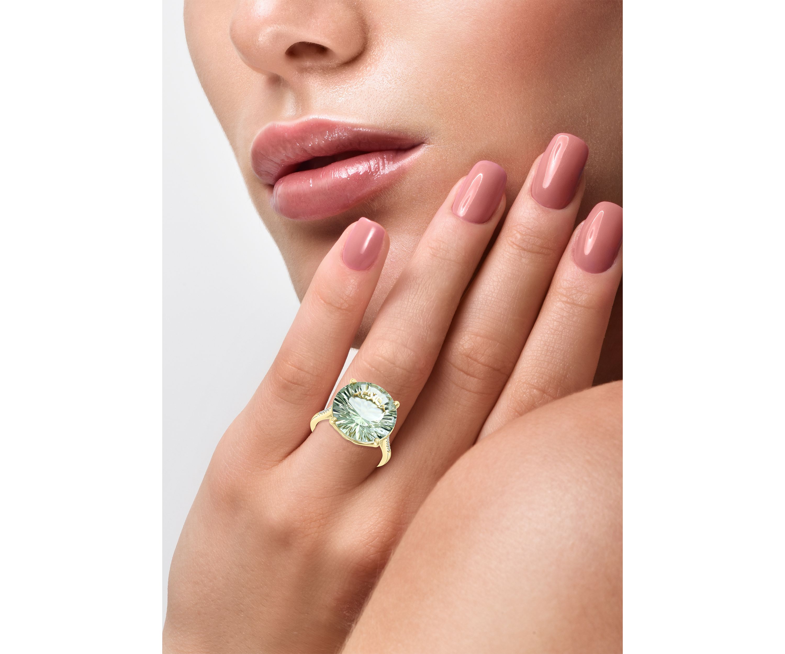 1/10 ct. t.w. Diamond and 9.53 ct. t.w. Green Amethyst Ring in 14k Yellow Gold