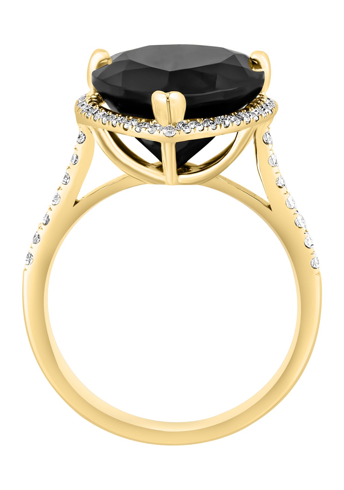 1/3 ct. t.w. Diamond, Onyx Pear Ring in 14K Yellow Gold