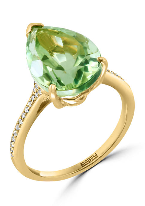 Effy® 14K Yellow Gold Diamond and Green Amethyst