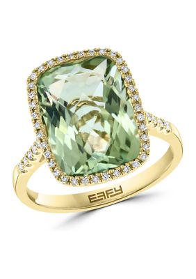 Effy® 1/6 ct. t.w. Diamond and 7 ct. t.w. Green Amethyst Verde Ring in ...