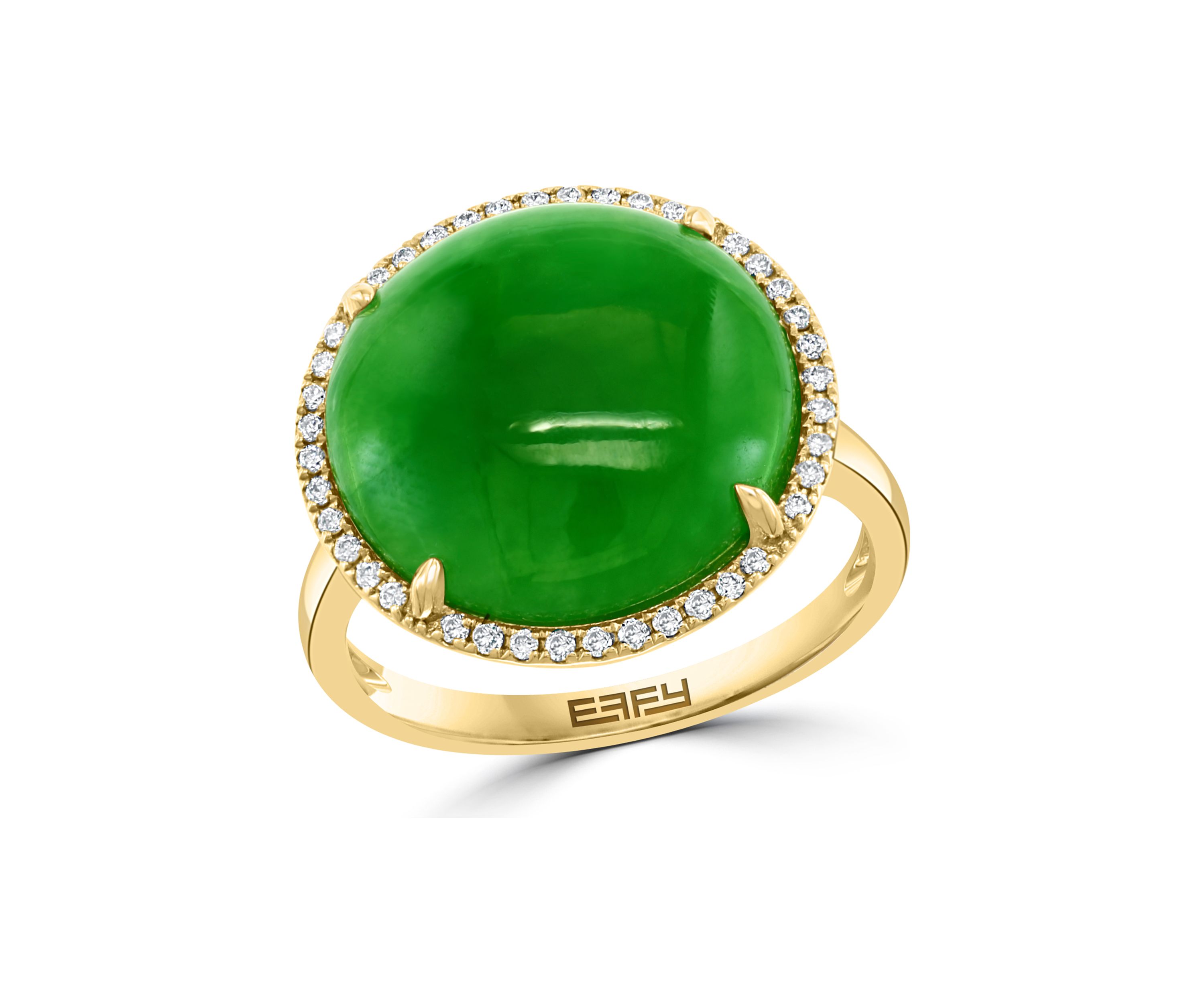 1/6 ct. t.w. Diamond and 8.15 ct. t.w. Green Jade Ring in 14K Yellow Gold 